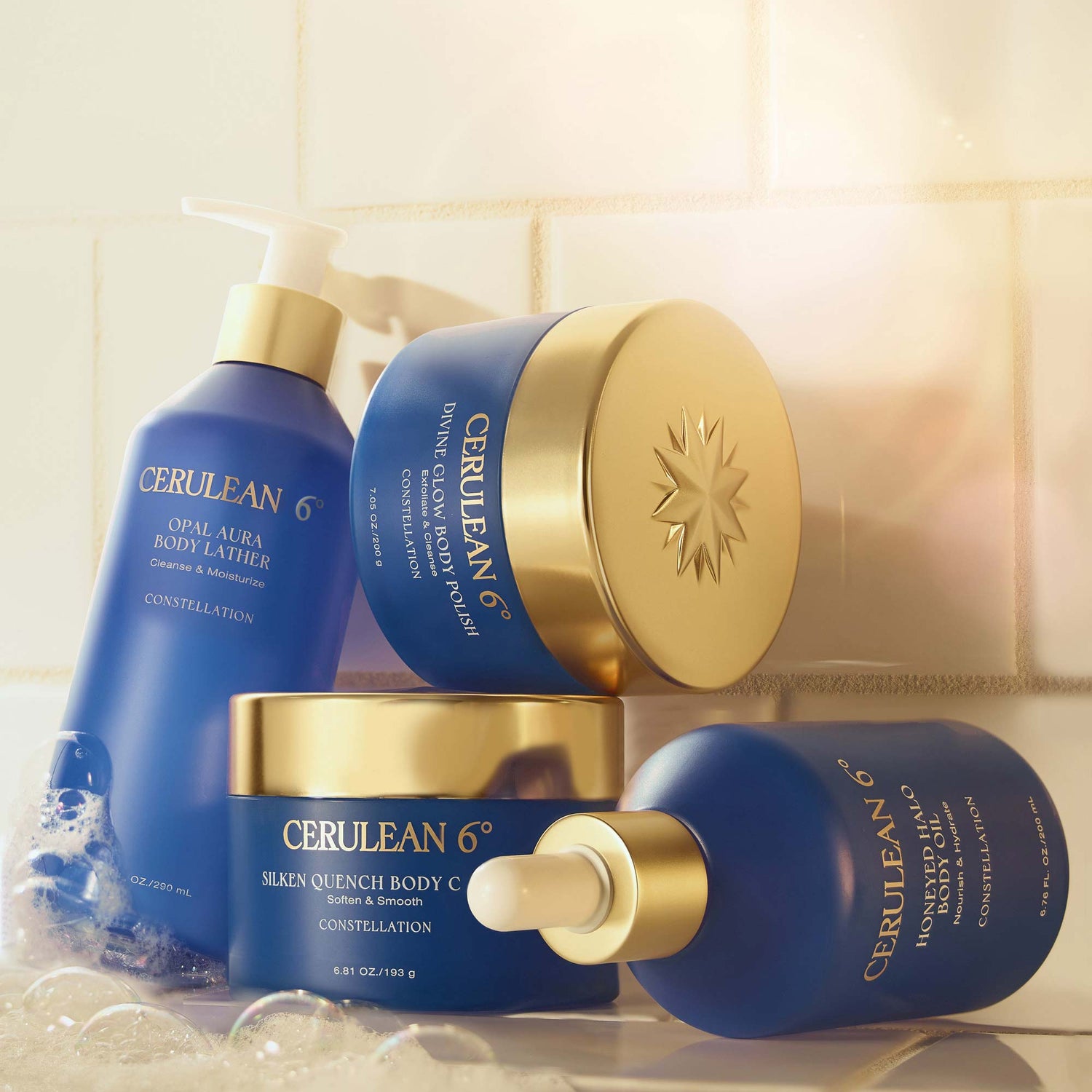 Lifestyle image of Cerulean 6 Silken Quench Body Créme in Constellation