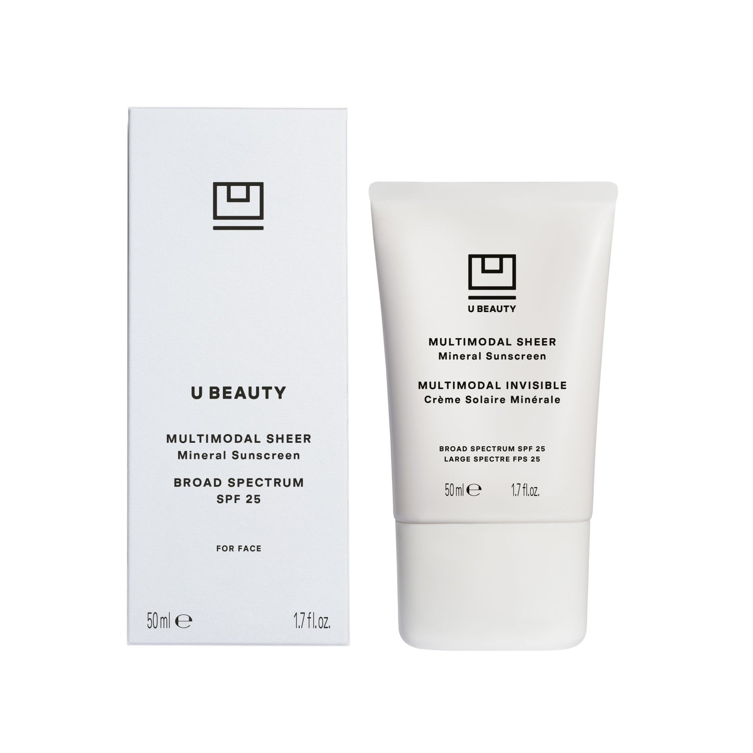 Image of the U Beauty Multimodal Sheer Broad Spectrum SPF 25 box