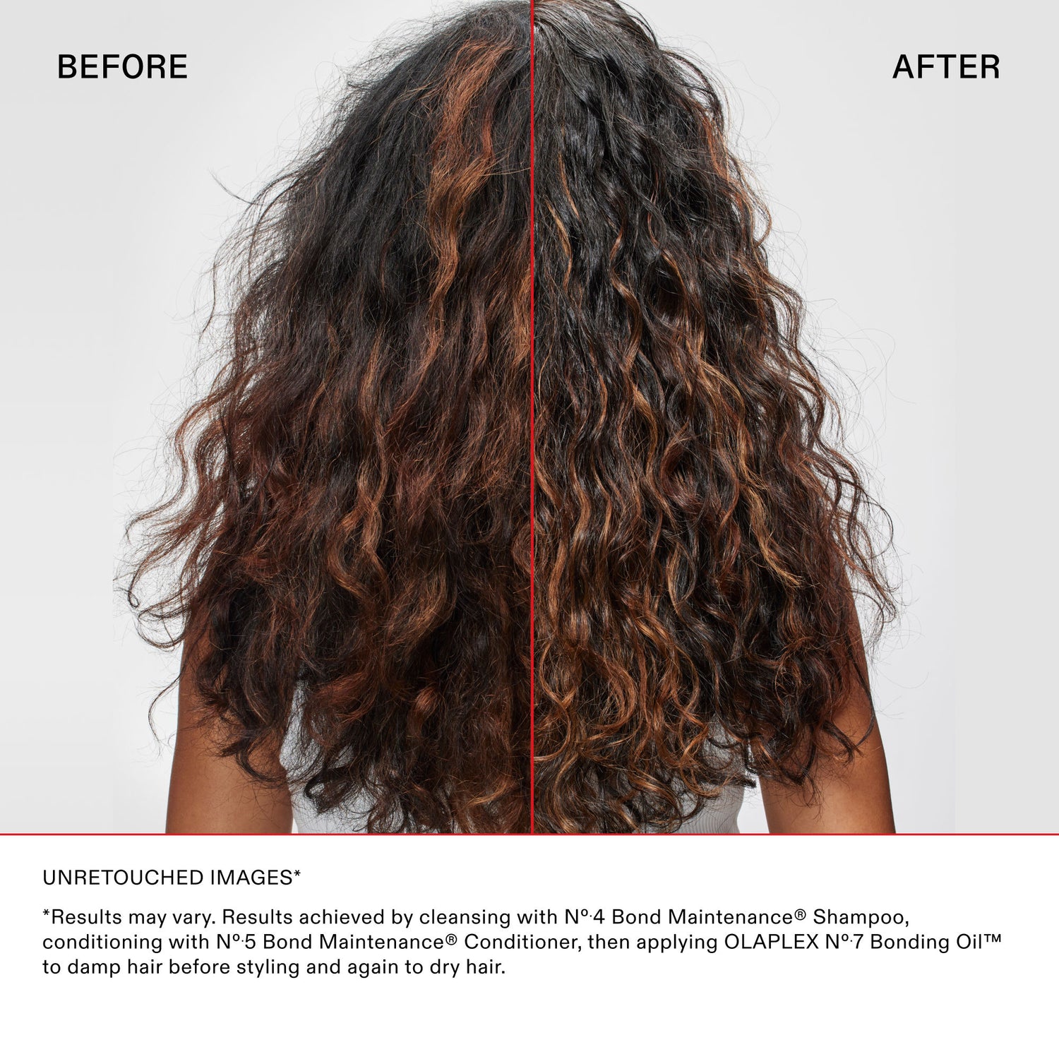 Before and after results of using Olaplex Healthy Hair Discovery Set (Limited Edition)