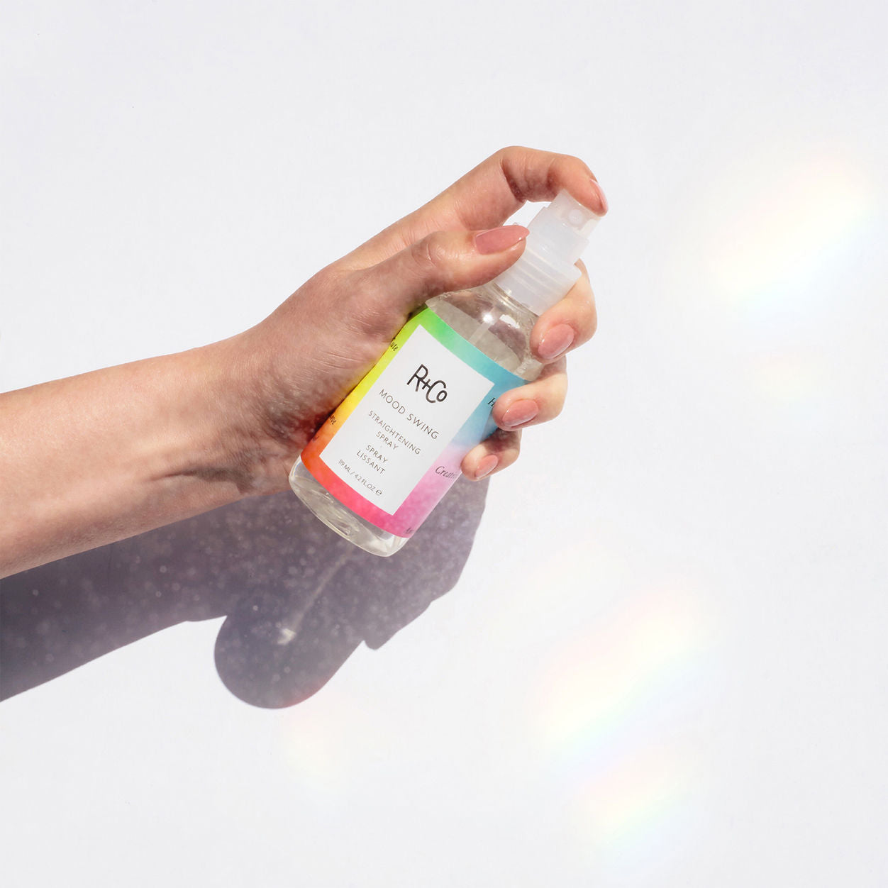 Model image of R+Co Mood Swing Straightening Spray