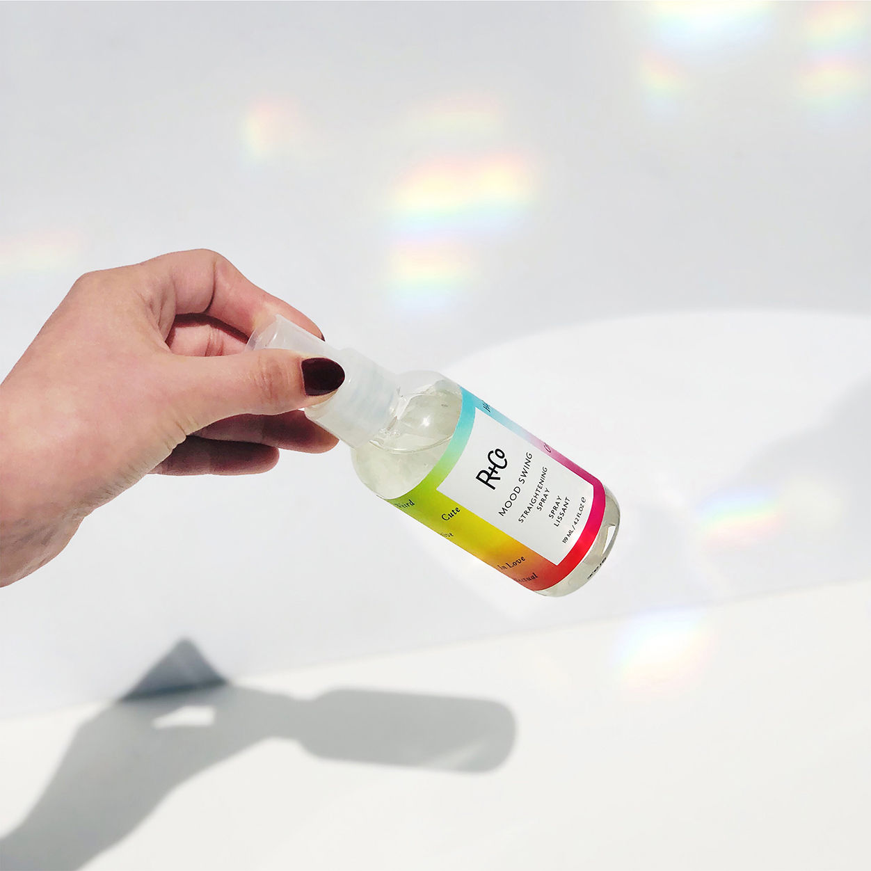 Model image of R+Co Mood Swing Straightening Spray