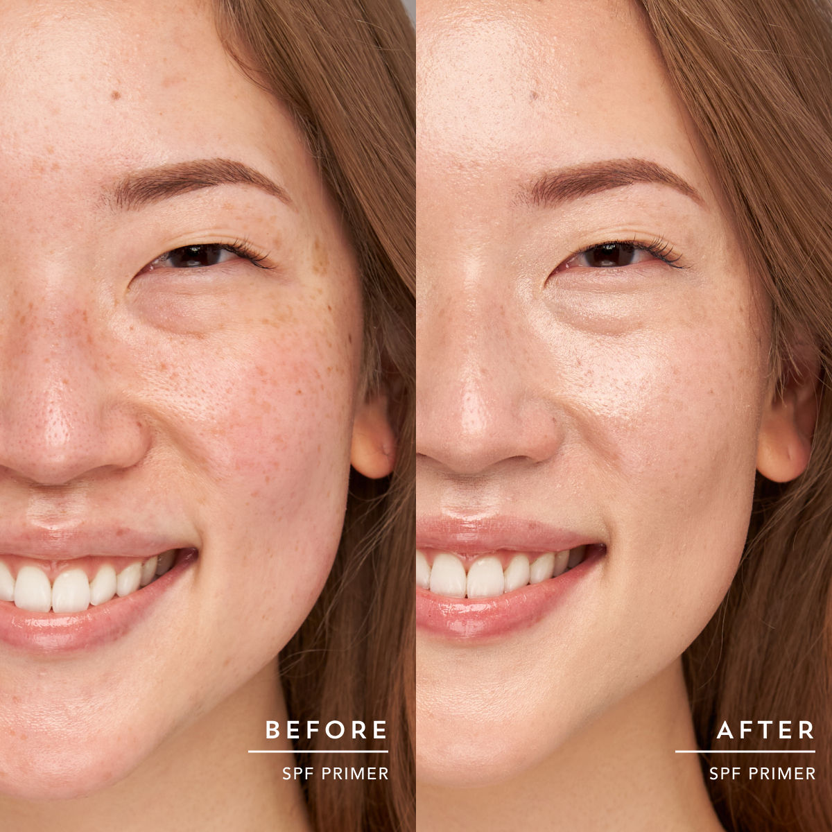 Before and after results of using Indie Lee Daily Primer SPF 50