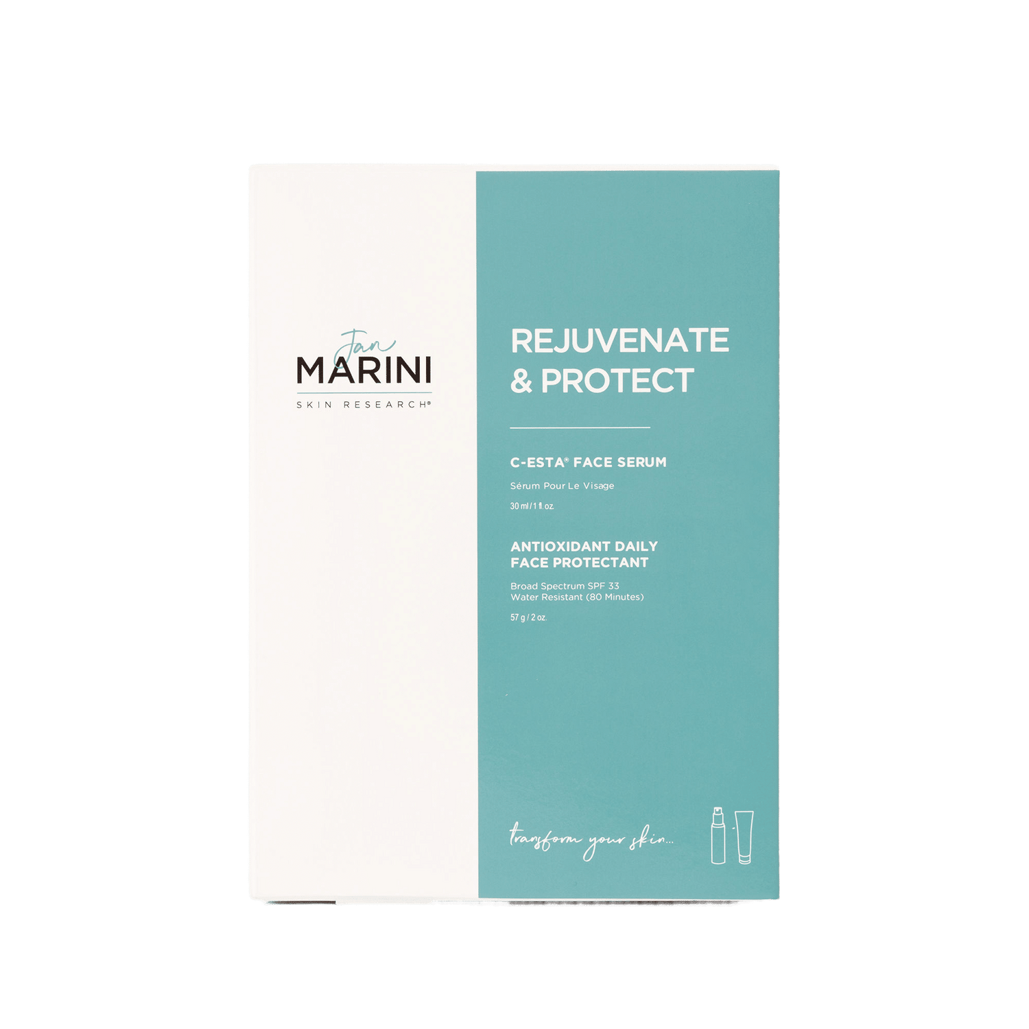 Image of the Marini SkinSolutions Rejuvenate and Protect with Antioxidant Daily Face Protectant SPF 33 box