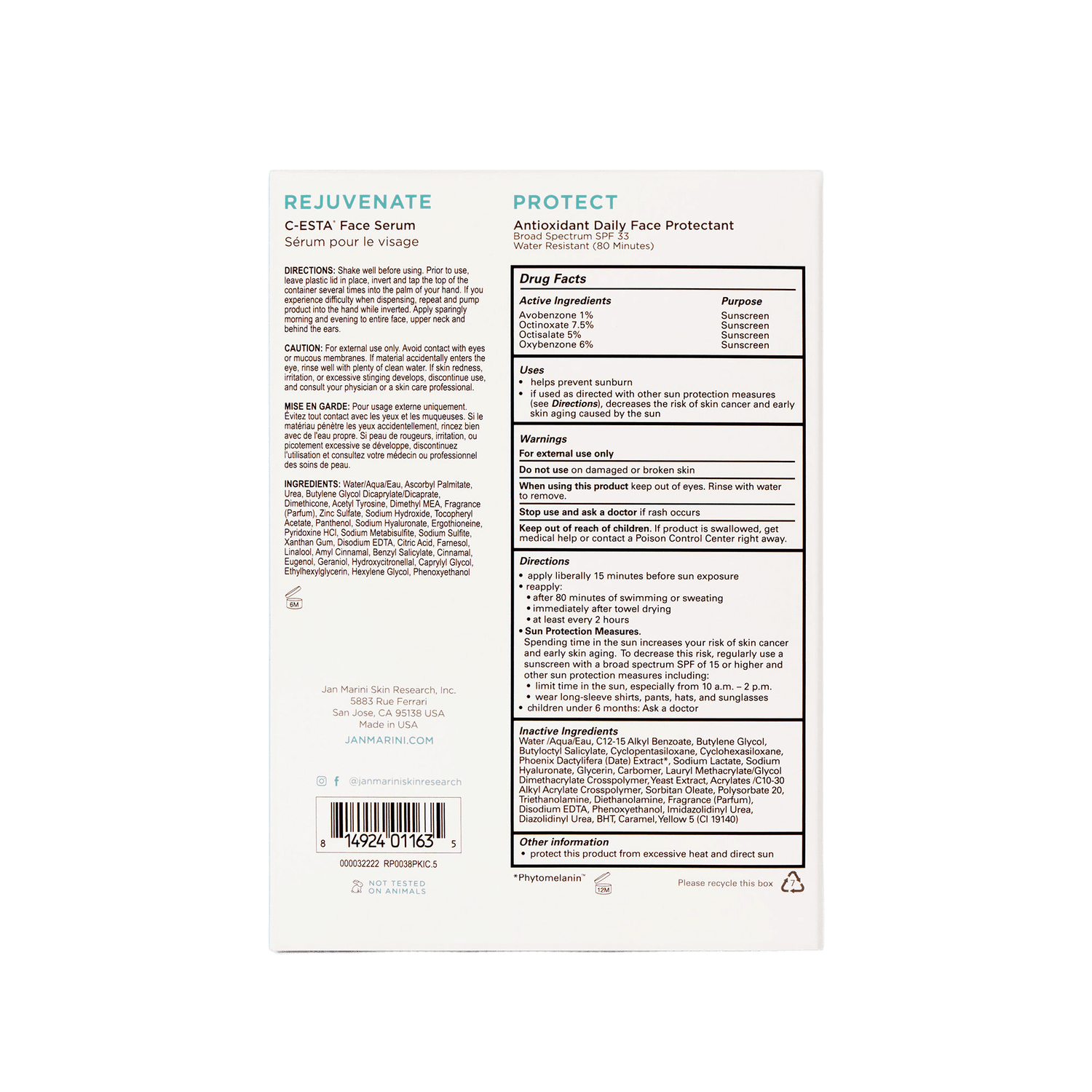 Image of the Marini SkinSolutions Rejuvenate and Protect with Antioxidant Daily Face Protectant SPF 33 box