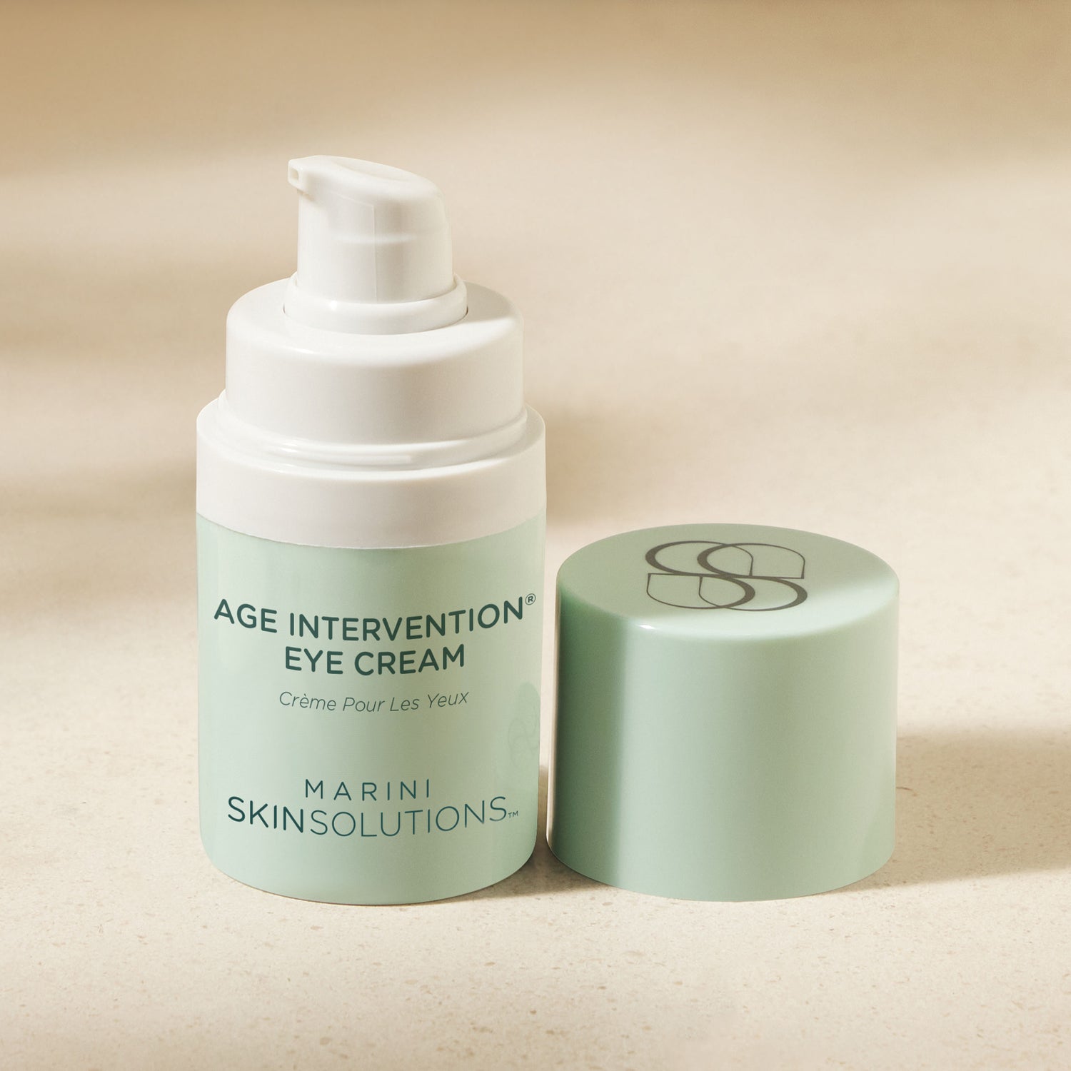 Image of an open Marini SkinSolutions Age Intervention Eye Cream