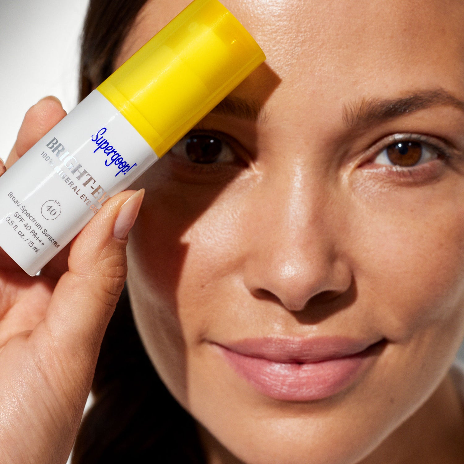 Model image of Supergoop! Bright-Eyed 100% Mineral Eye Cream SPF 40