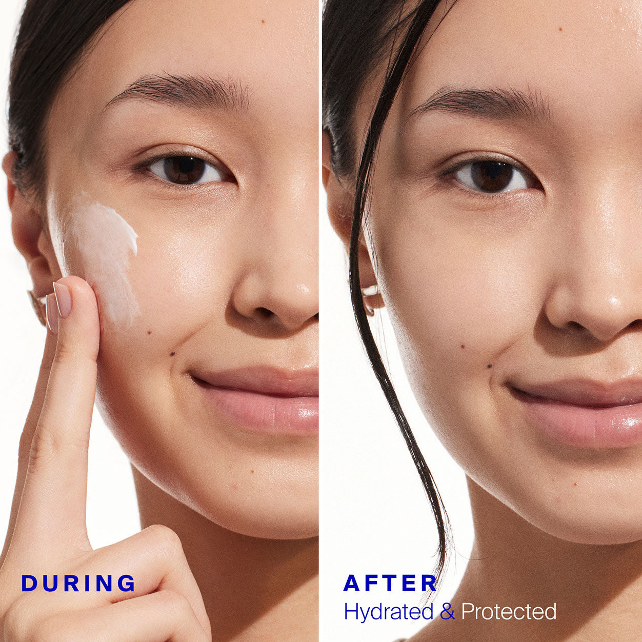 Before and after results of using Supergoop! Superscreen Hydrating Daily Cream SPF 40