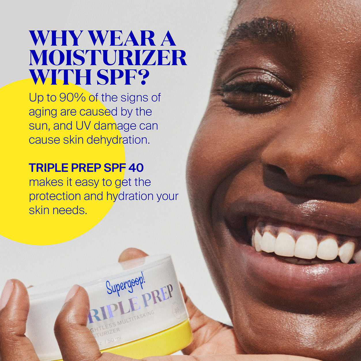 Model image of Supergoop! Triple Prep Weightless Daily Moisturizer SPF 40