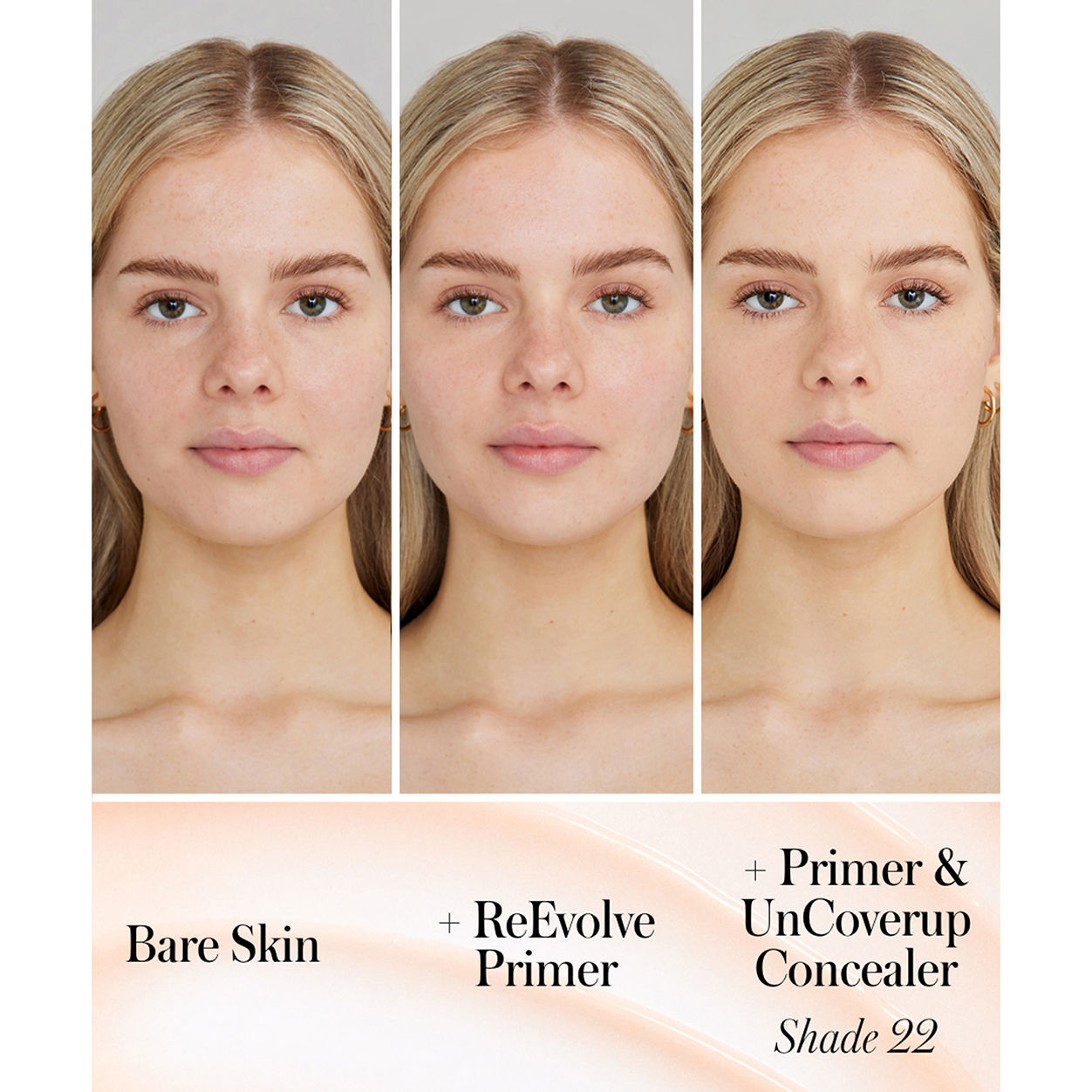 A shade comparison of RMS Beauty ReEvolve Radiance Locking Primer