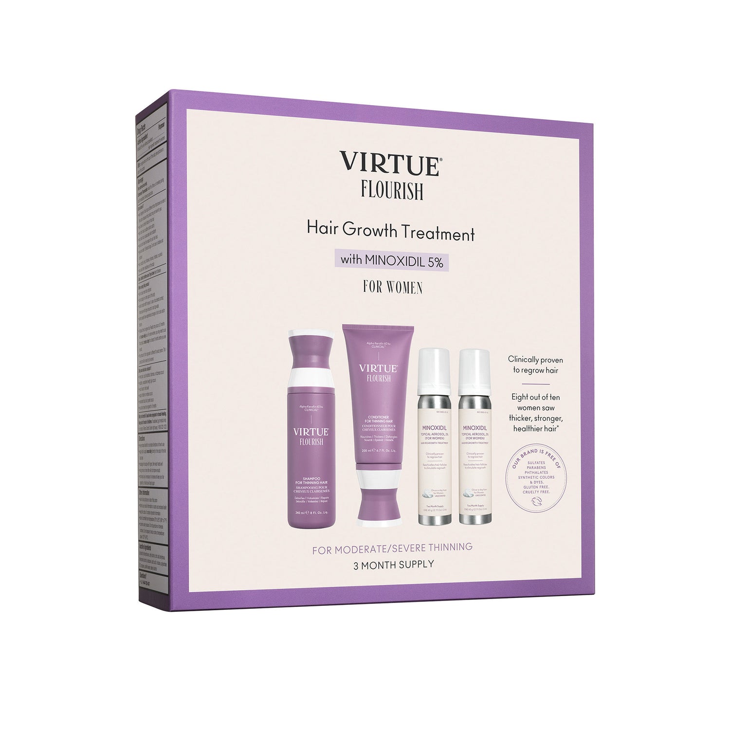 Image of the Virtue Flourish Nightly Intensive Hair Growth Treatment 90 Day box