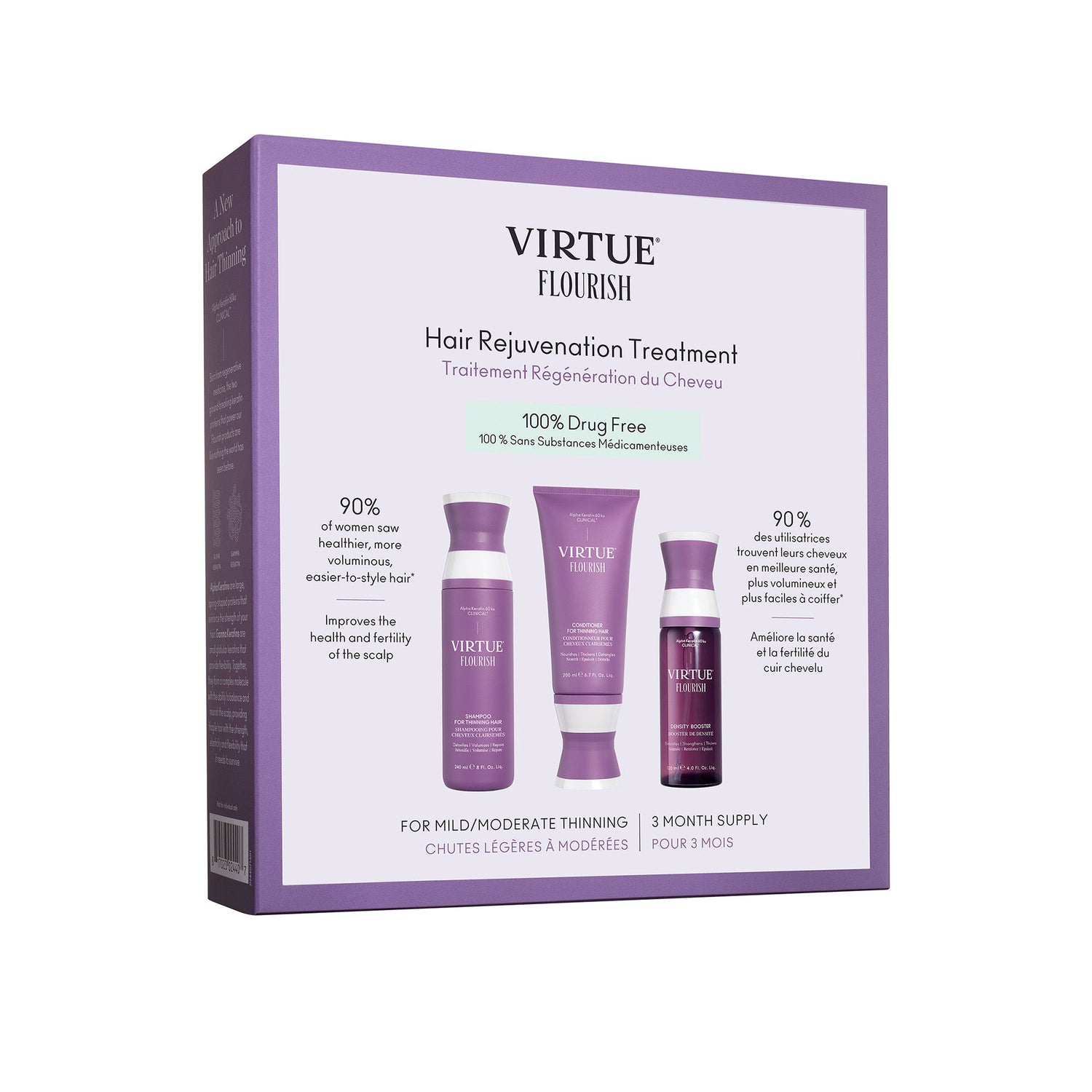 Image of the Virtue Flourish Nightly Intensive Hair Rejuvenation Treatment 90 Day box