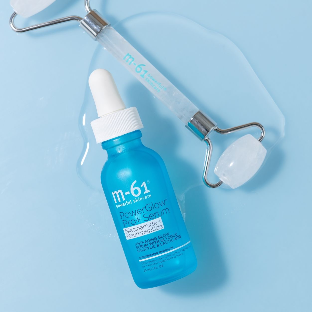 Lifestyle image of M-61 PowerGlow Pro+ Niacinamide+Neuropeptide Serum