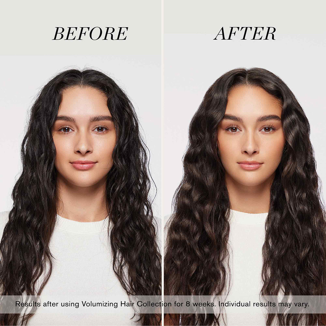 Before and after results of using RevitaLash Thickening Shampoo