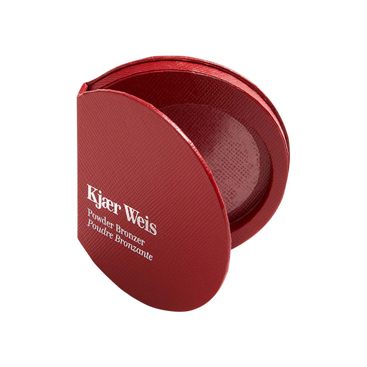 Image of an open Kjaer Weis Red Edition Powder Bronzer Case