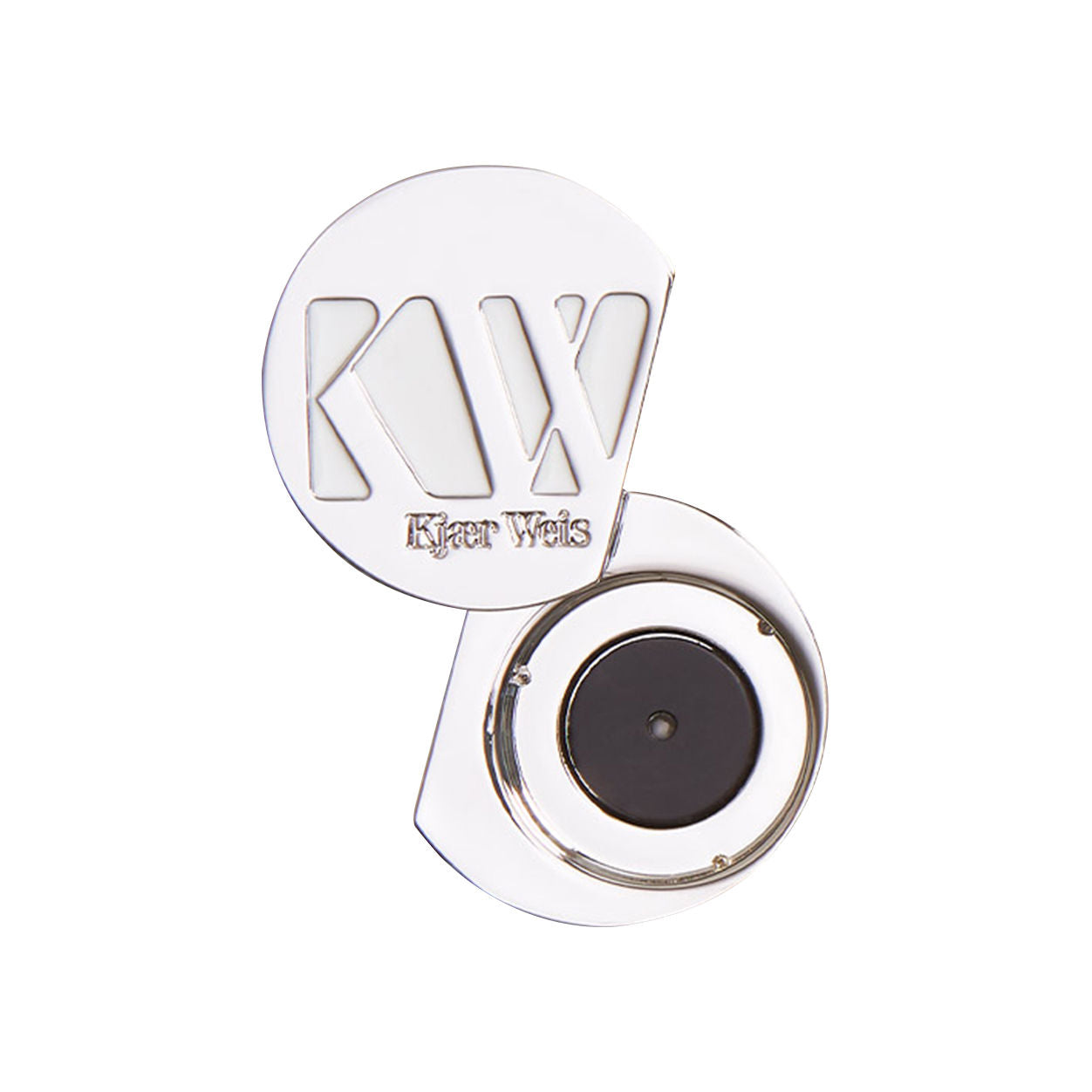Image of an open Kjaer Weis Iconic Edition Powder Eye Shadow Case