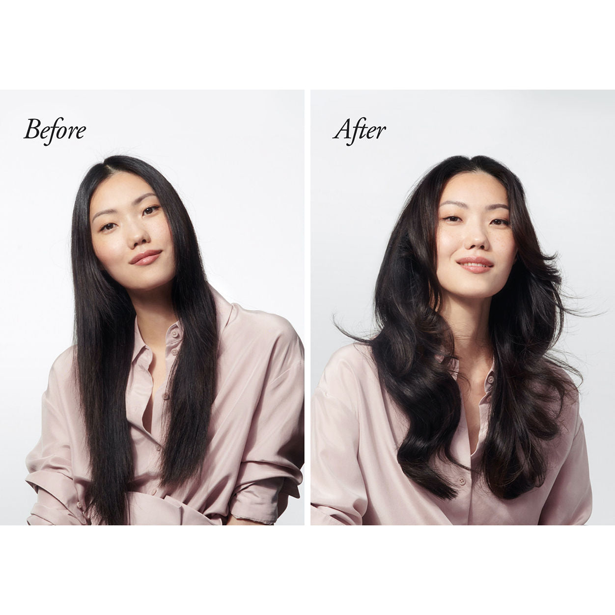 Before and after results of using Oribe Shampoo For Magnificent Volume