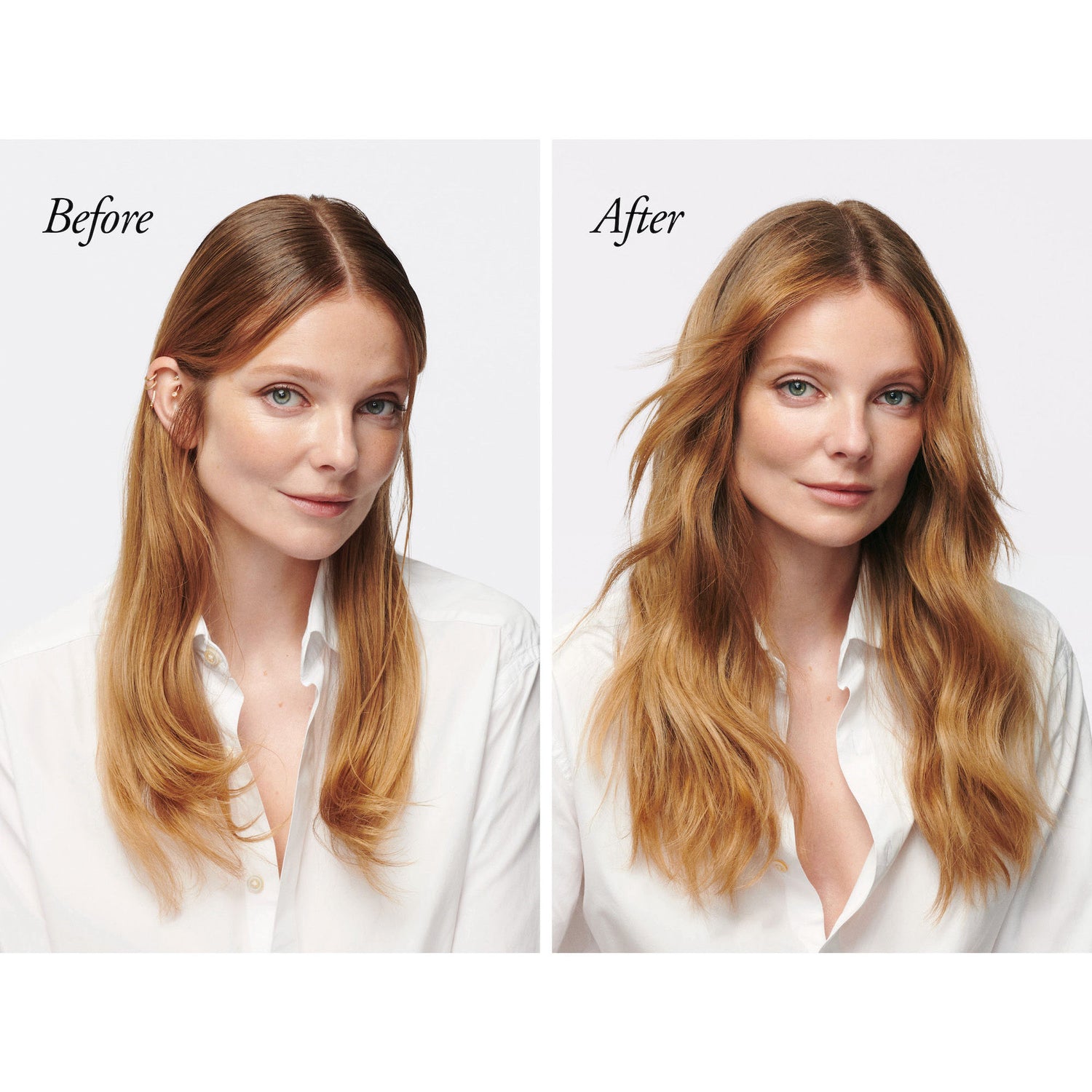 Before and after results of using Oribe Serene Scalp Oil Control Treatment Mist