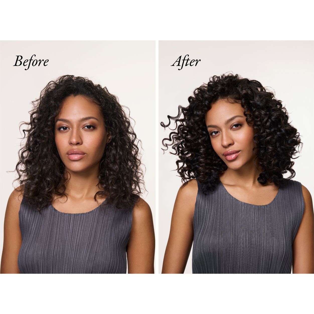 Before and after results of using Oribe Supershine Discovery Collection