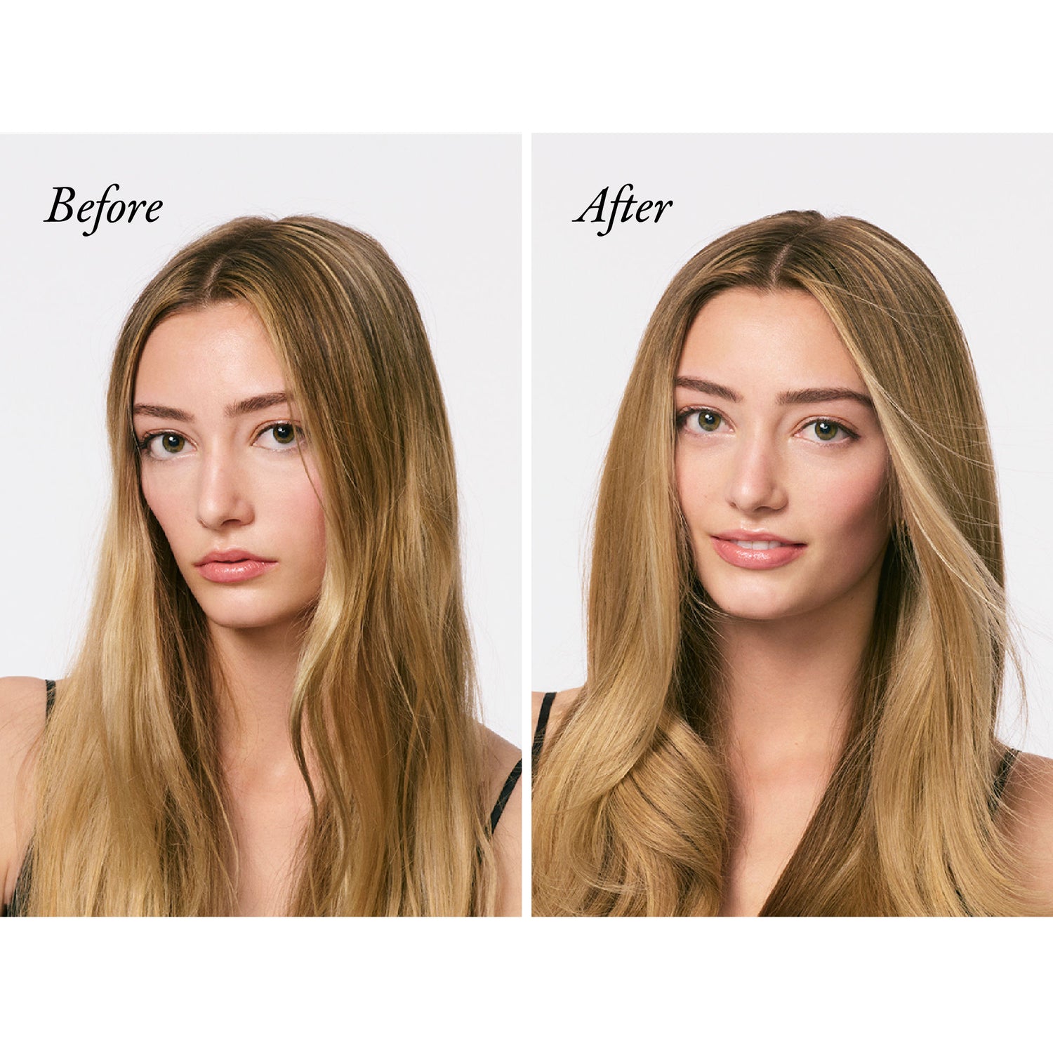 Before and after results of using Oribe Gold Lust Restorative Night Crème for Hair