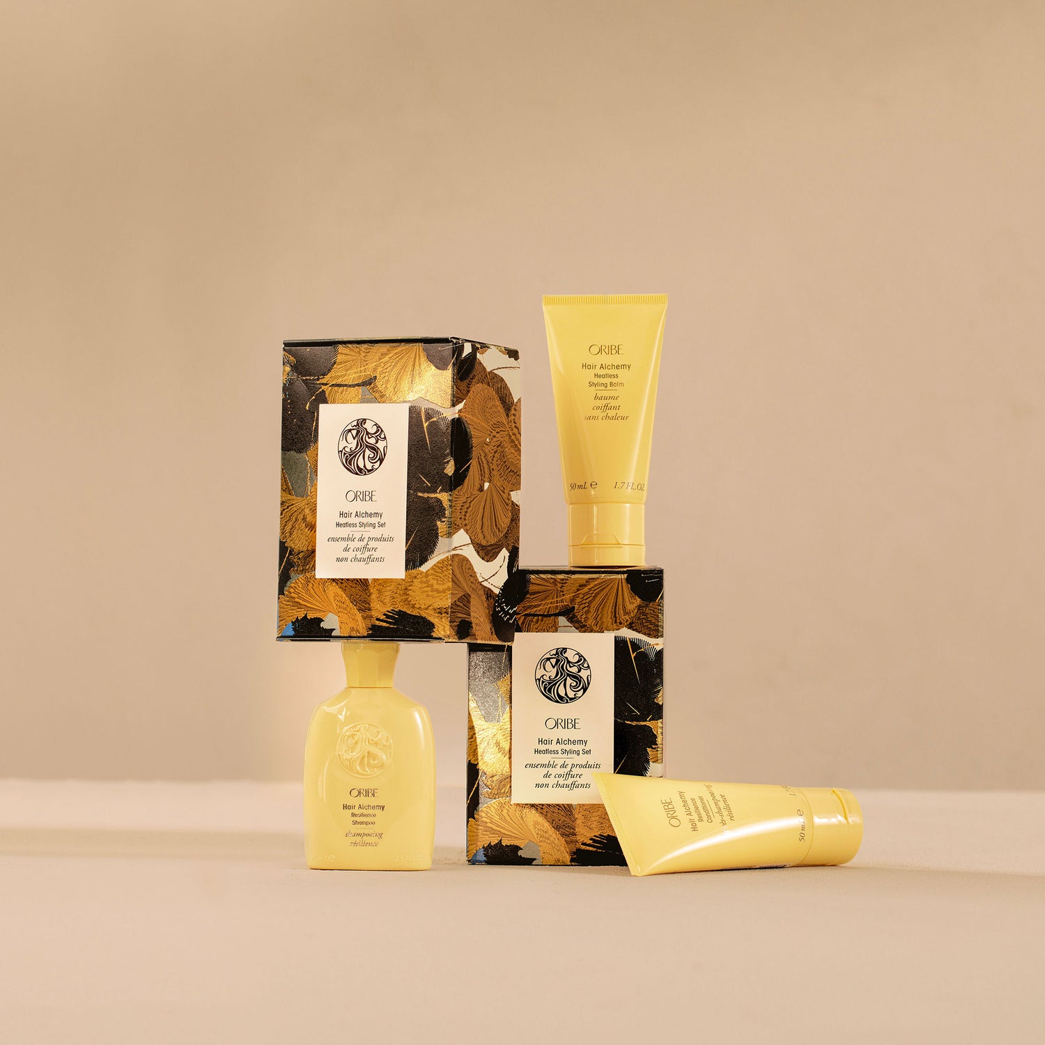 Lifestyle image of Oribe Hair Alchemy Heatless Styling Gift Set (Limited Edition)