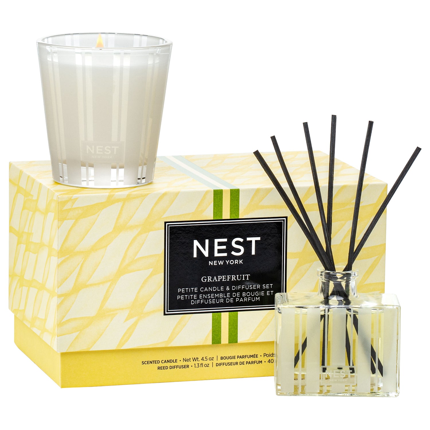 Image of an open Nest Grapefruit Petite Candle & Diffuser