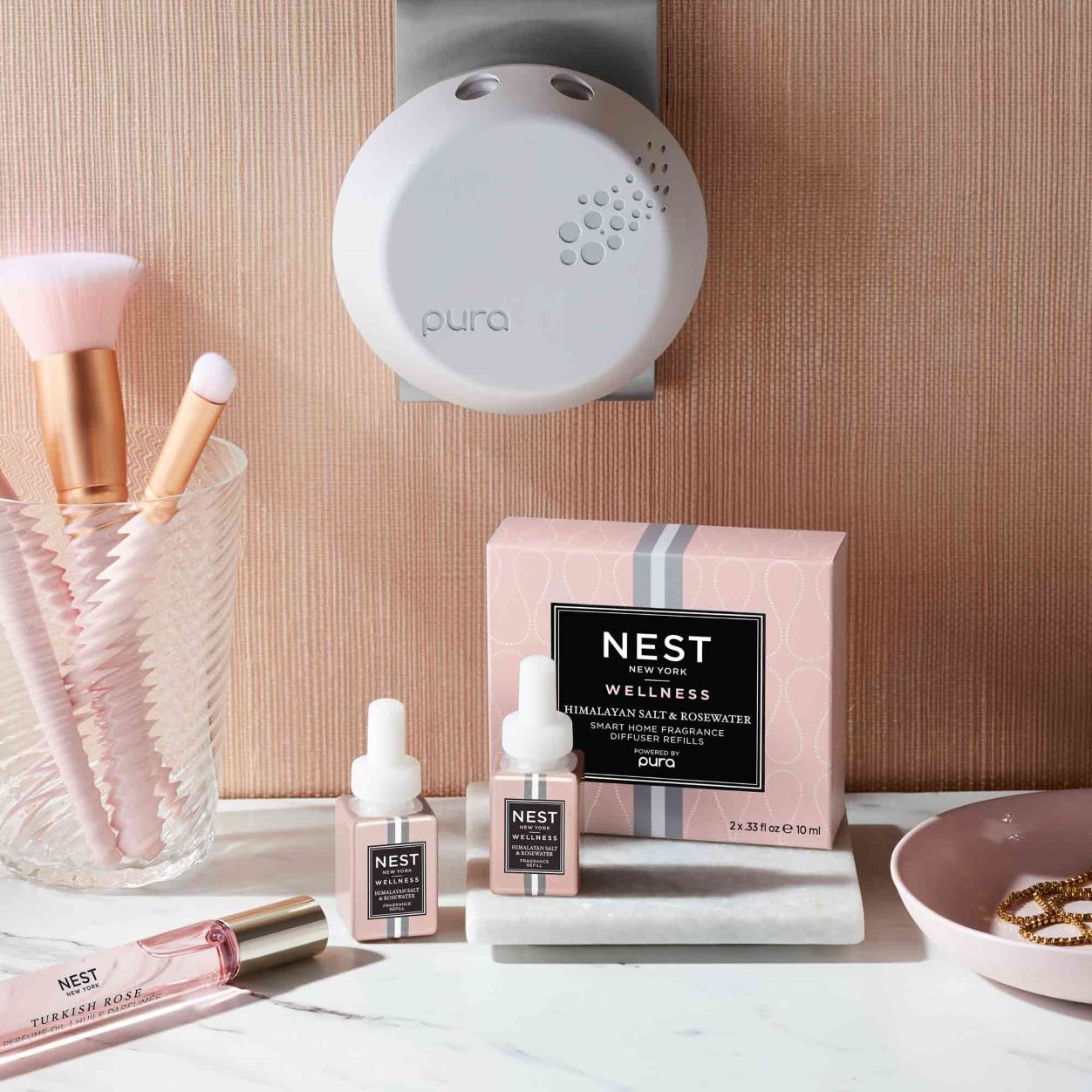 Lifestyle image of Nest Himalayan Salt & Rosewater Pura Refill (Set of 2)