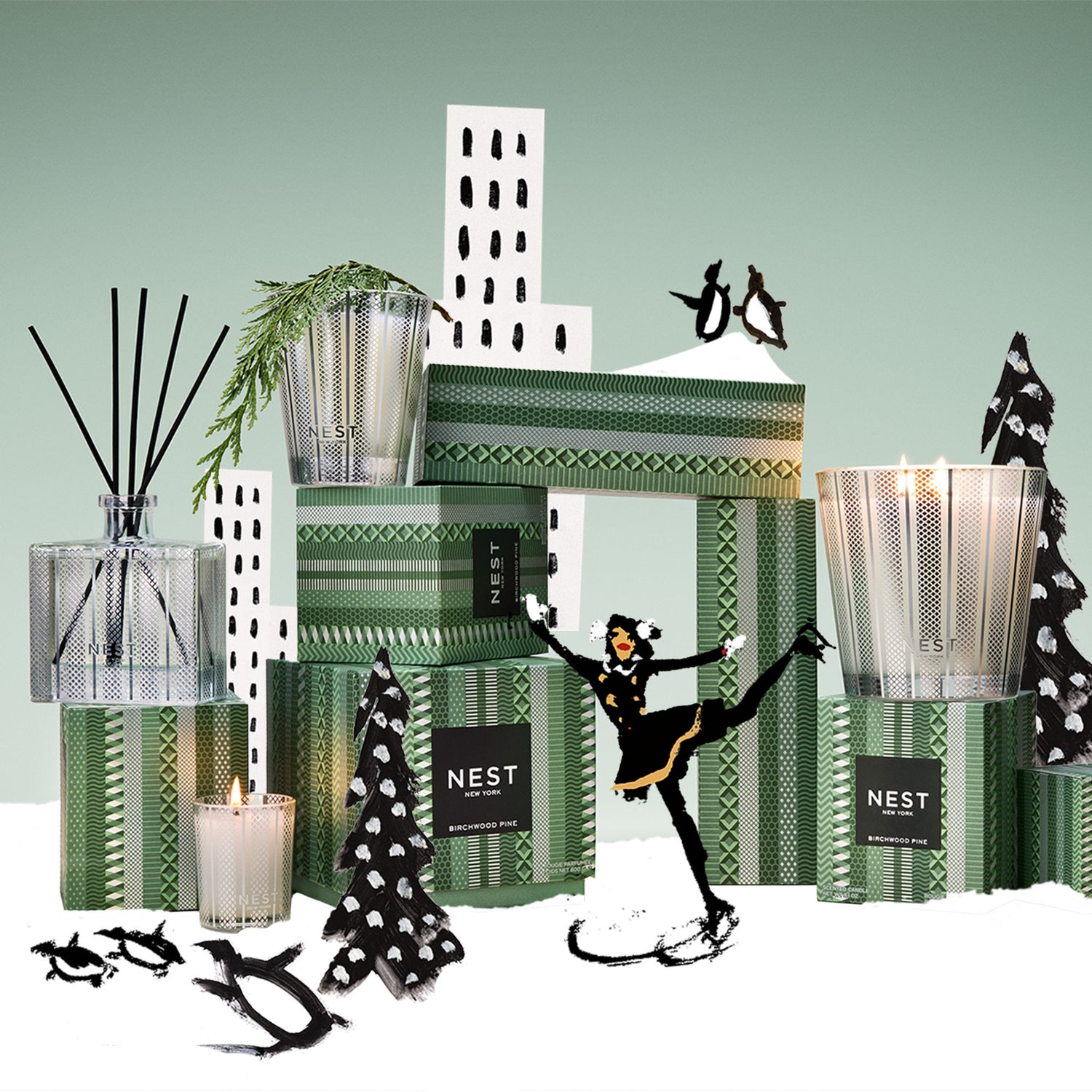 Lifestyle image of Nest Birchwood Pine Reed Diffuser (Limited Edition)