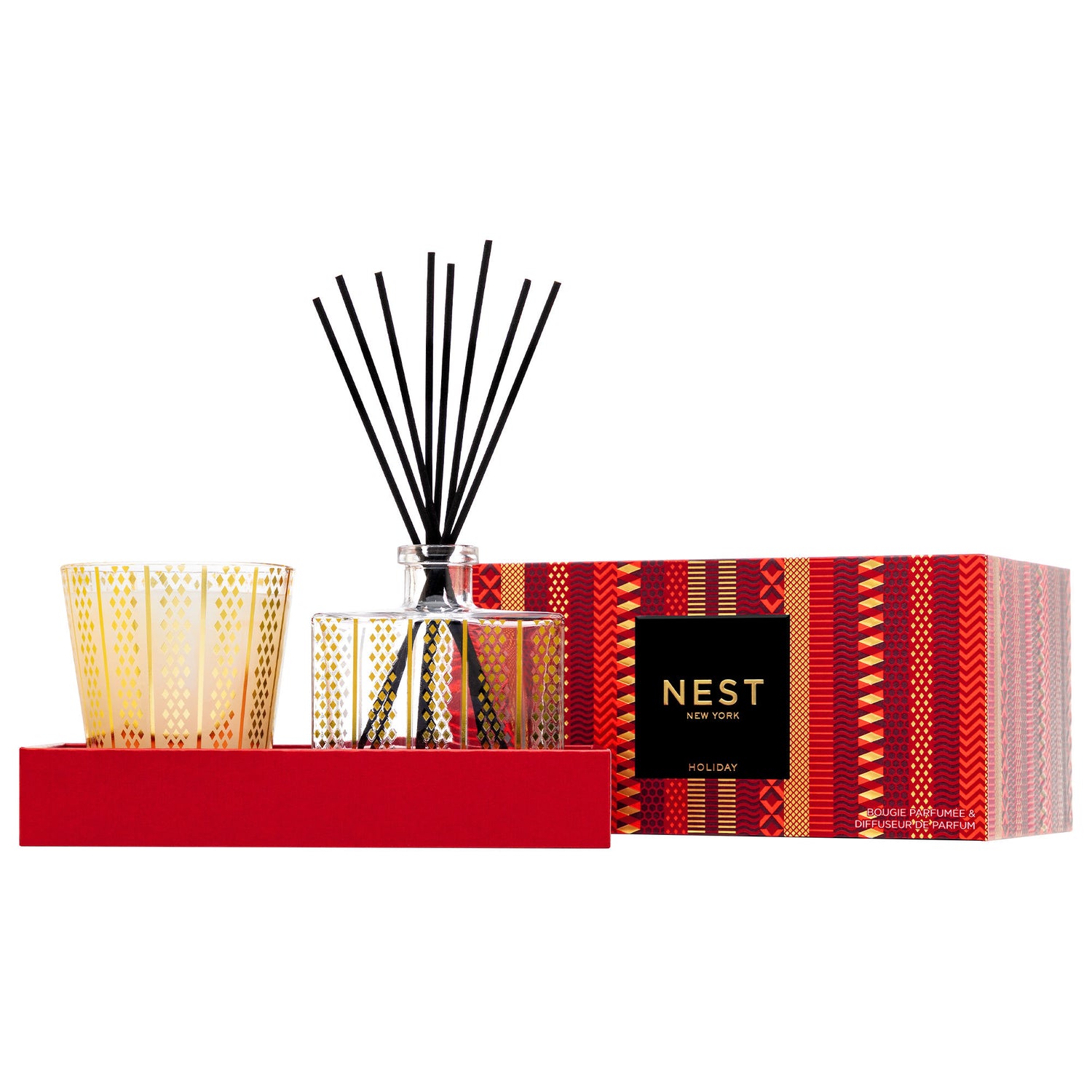 Image of an open Nest Holiday Classic Candle & Diffuser Set (Limited Edition)