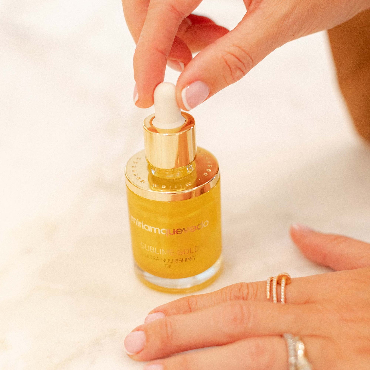 Lifestyle image of Miriam Quevedo Sublime Gold Ultra-Nourishing Oil