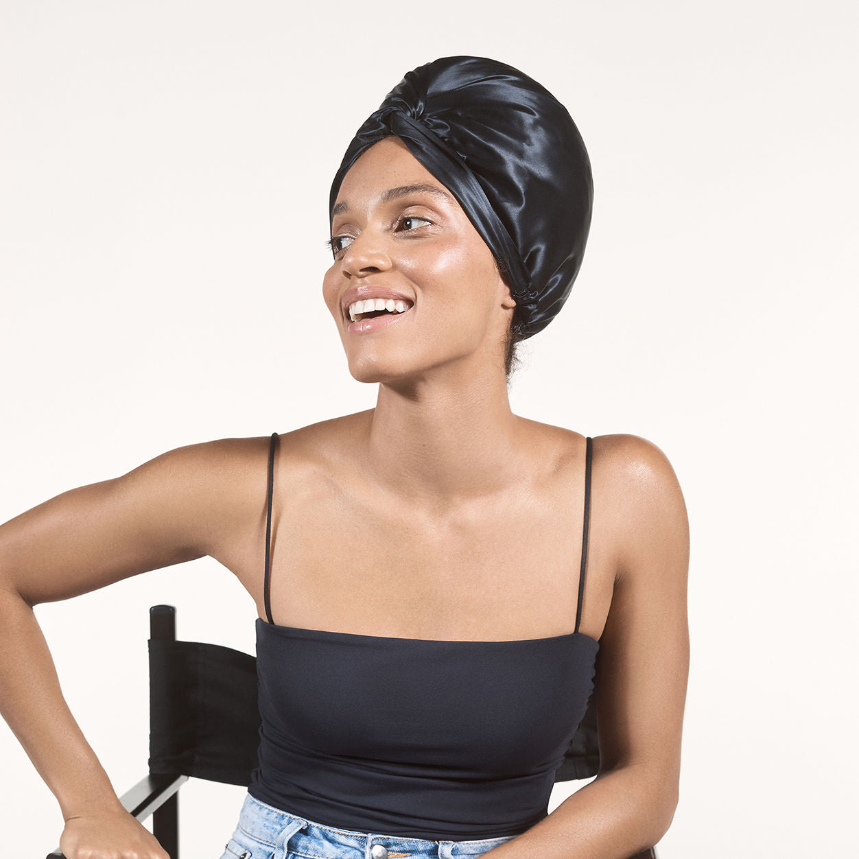 Model image of Slip Pure Silk Black Turban