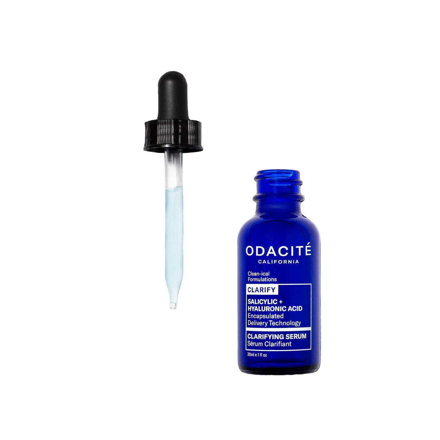 Image of an open Odacité Salicylic and Hyaluronic Acid Clarifying Serum