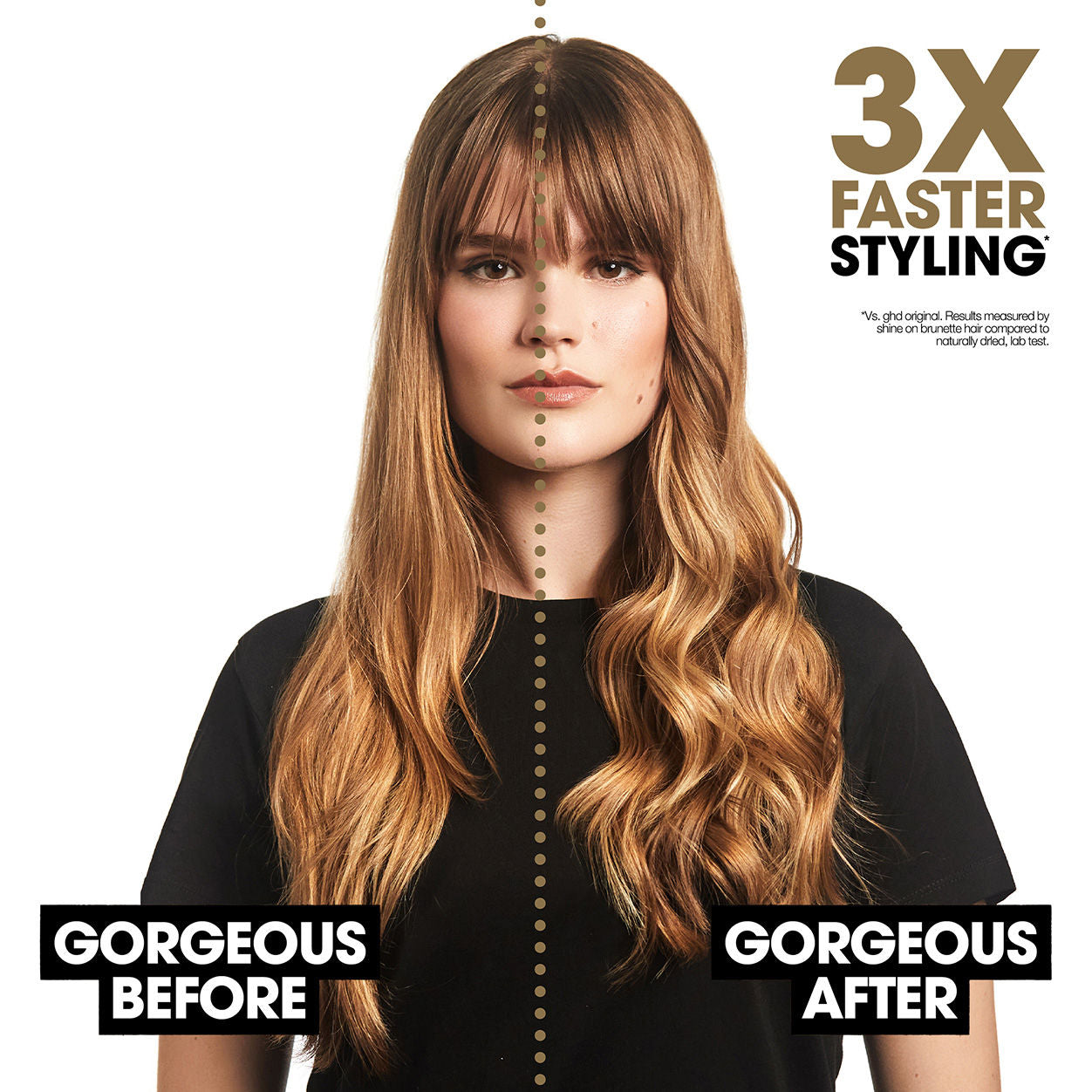 Before and after results of using GHD Chronos Styler 1" Flat Iron