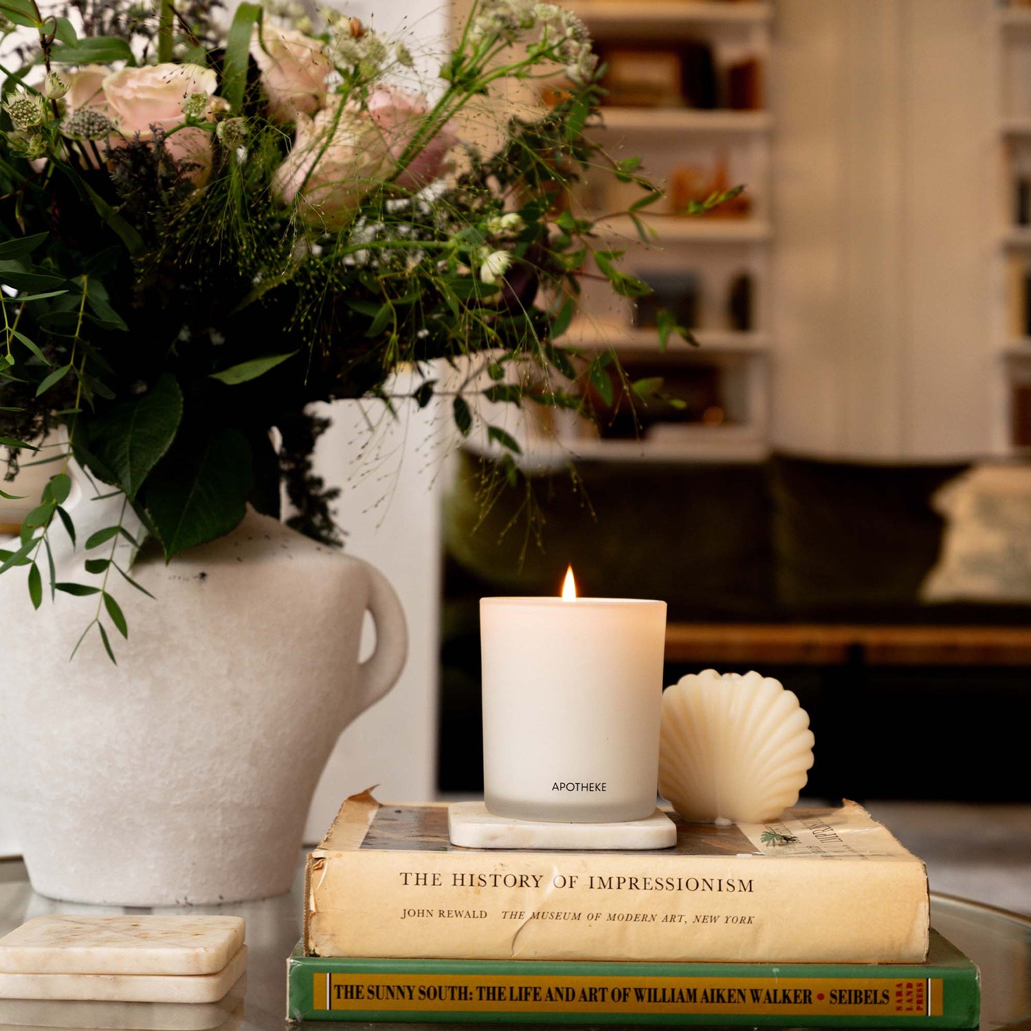 Lifestyle image of Apotheke Sea Salt Grapefruit Classic Scented Candle