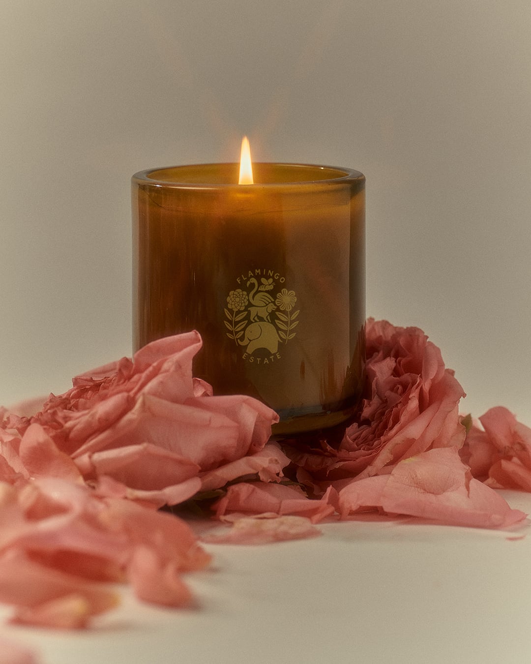 Lifestyle image of Flamingo Estate Night Blooming Jasmine & Damask Rose Candle