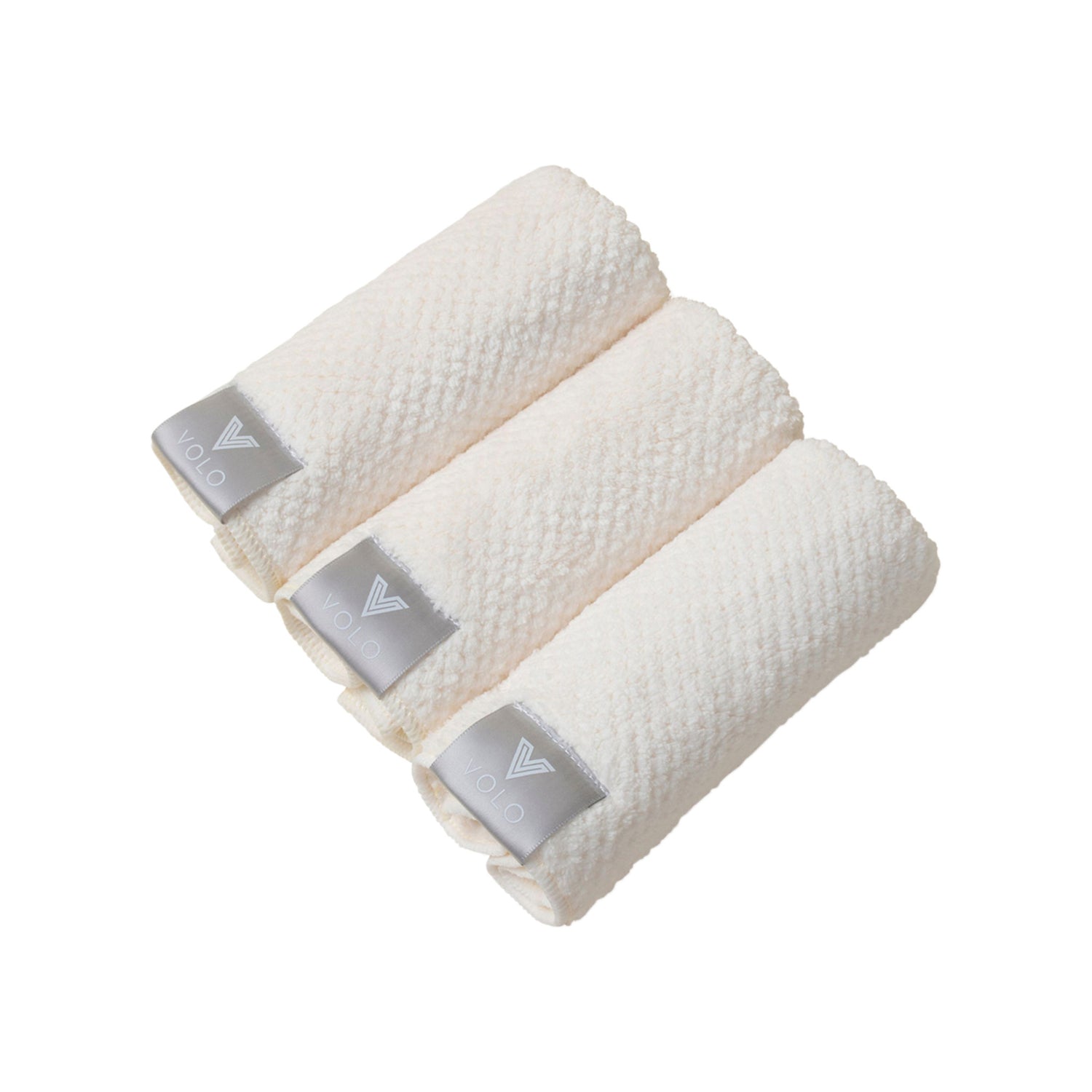 Volo Beauty Salt White Face Towel 3-Pack open container image.