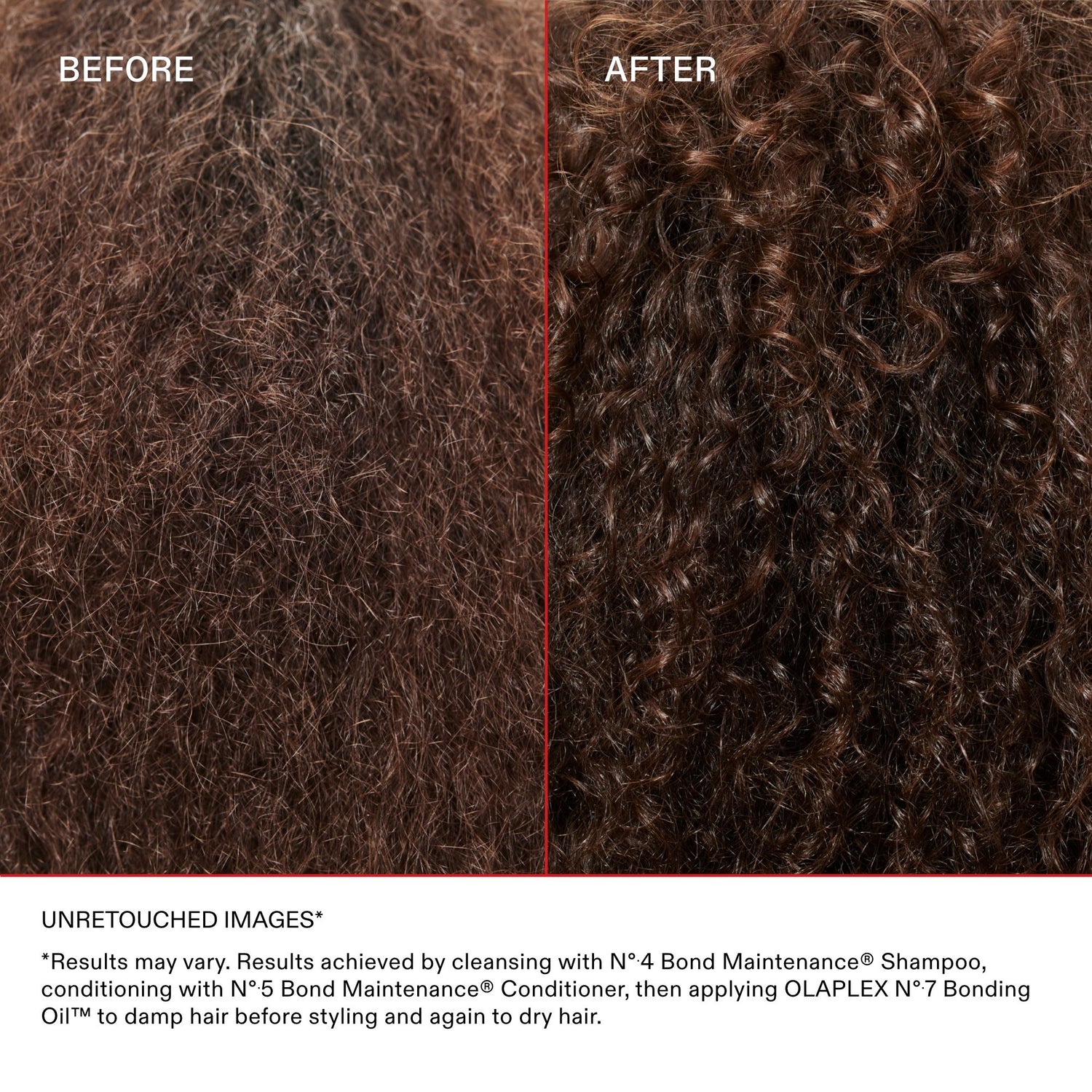 Before and after results of using Olaplex No. 7 Bonding Oil