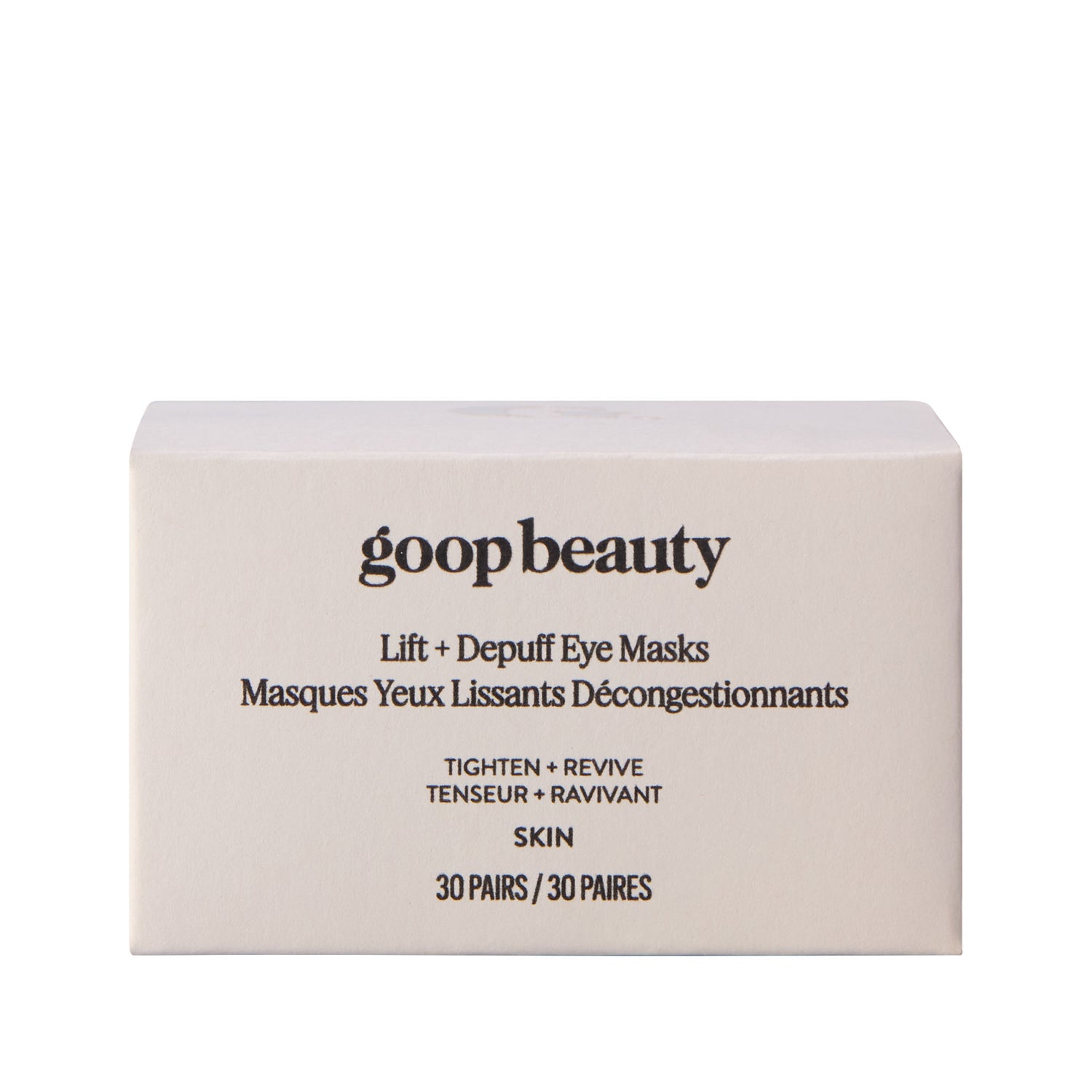 Image of the Goop Lift and Depuff Eye Masks box