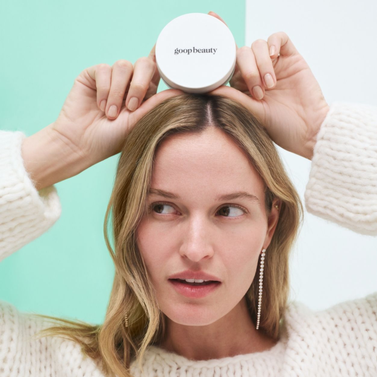 Lifestyle image of Goop Lift and Depuff Eye Masks