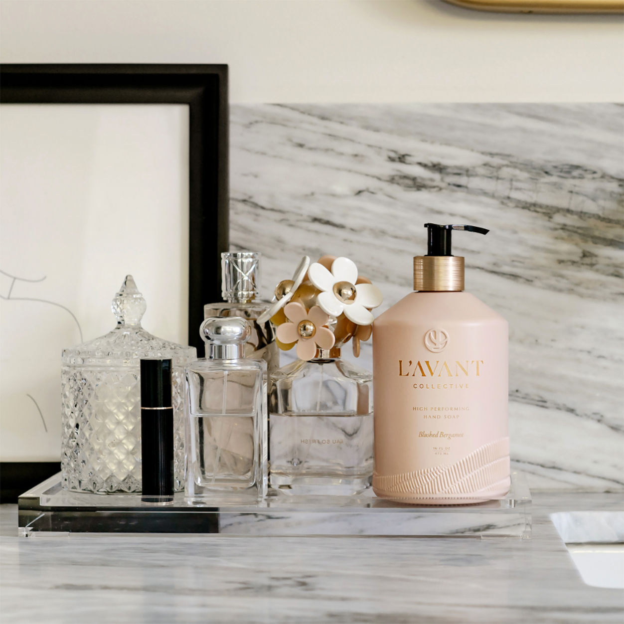 Lifestyle image of L’Avant Collective High Performing Hand Soap Blushed Bergamot