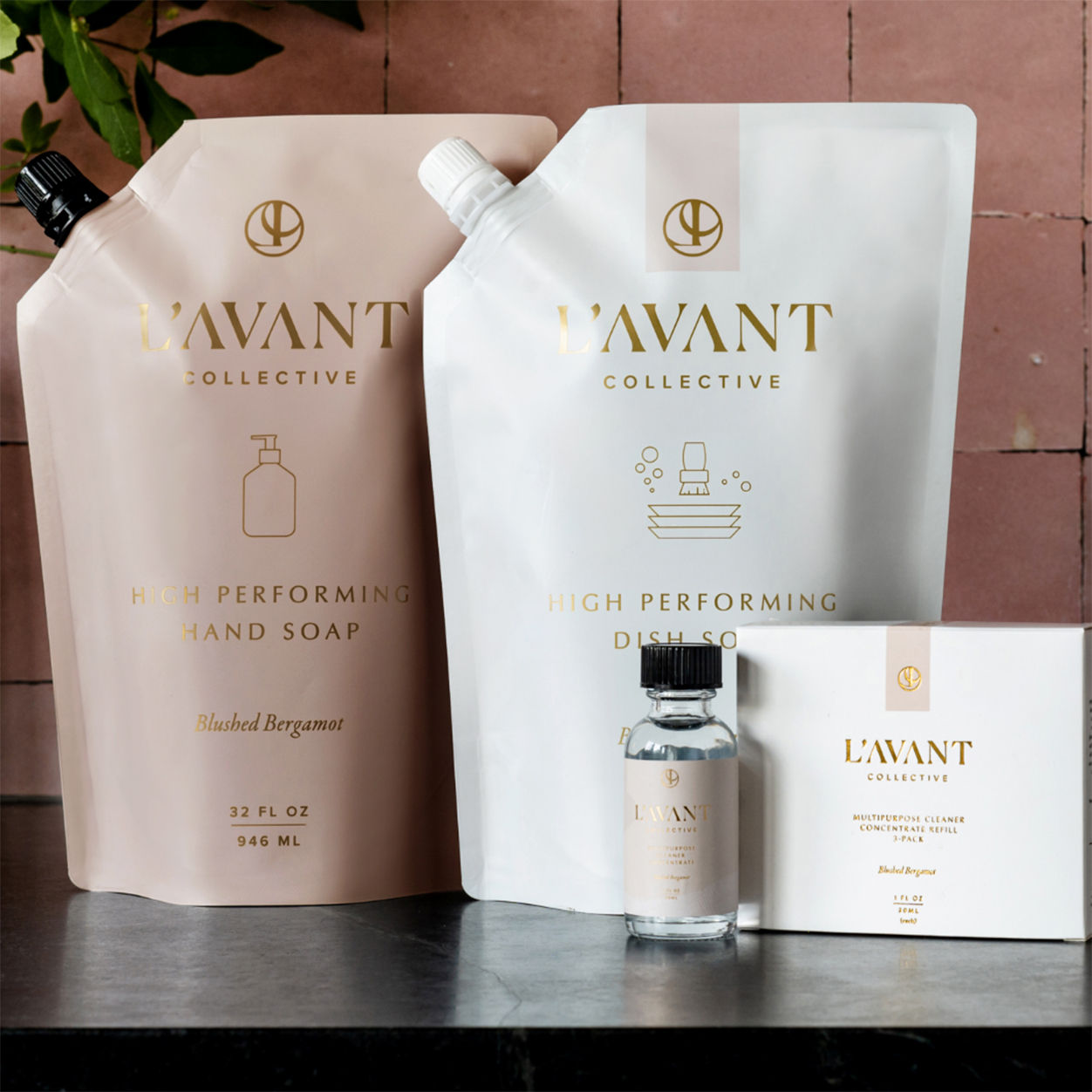 Lifestyle image of L’Avant Collective High Performing Dish Soap Refill Blushed Bergamot