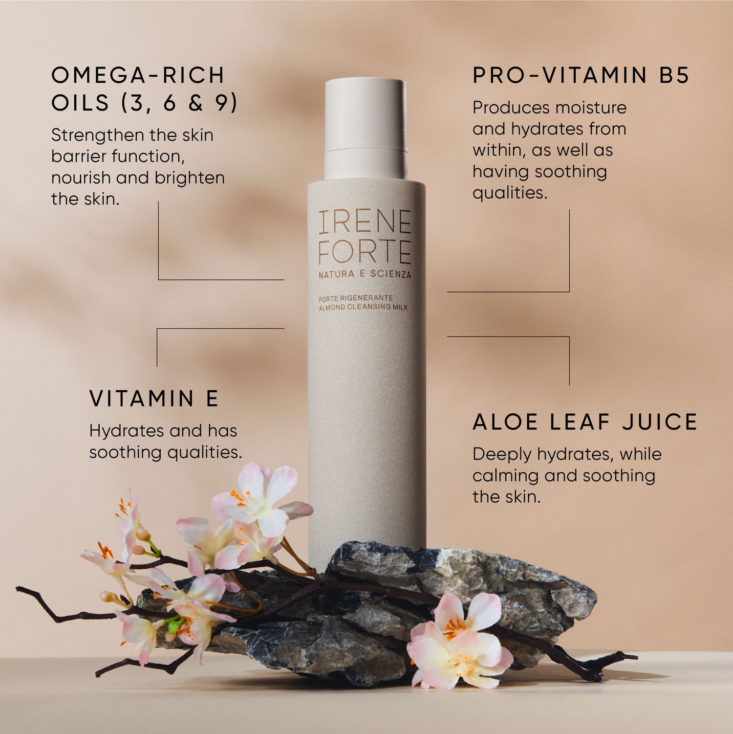 Before and after results of using Irene Forte Almond Cleansing Milk