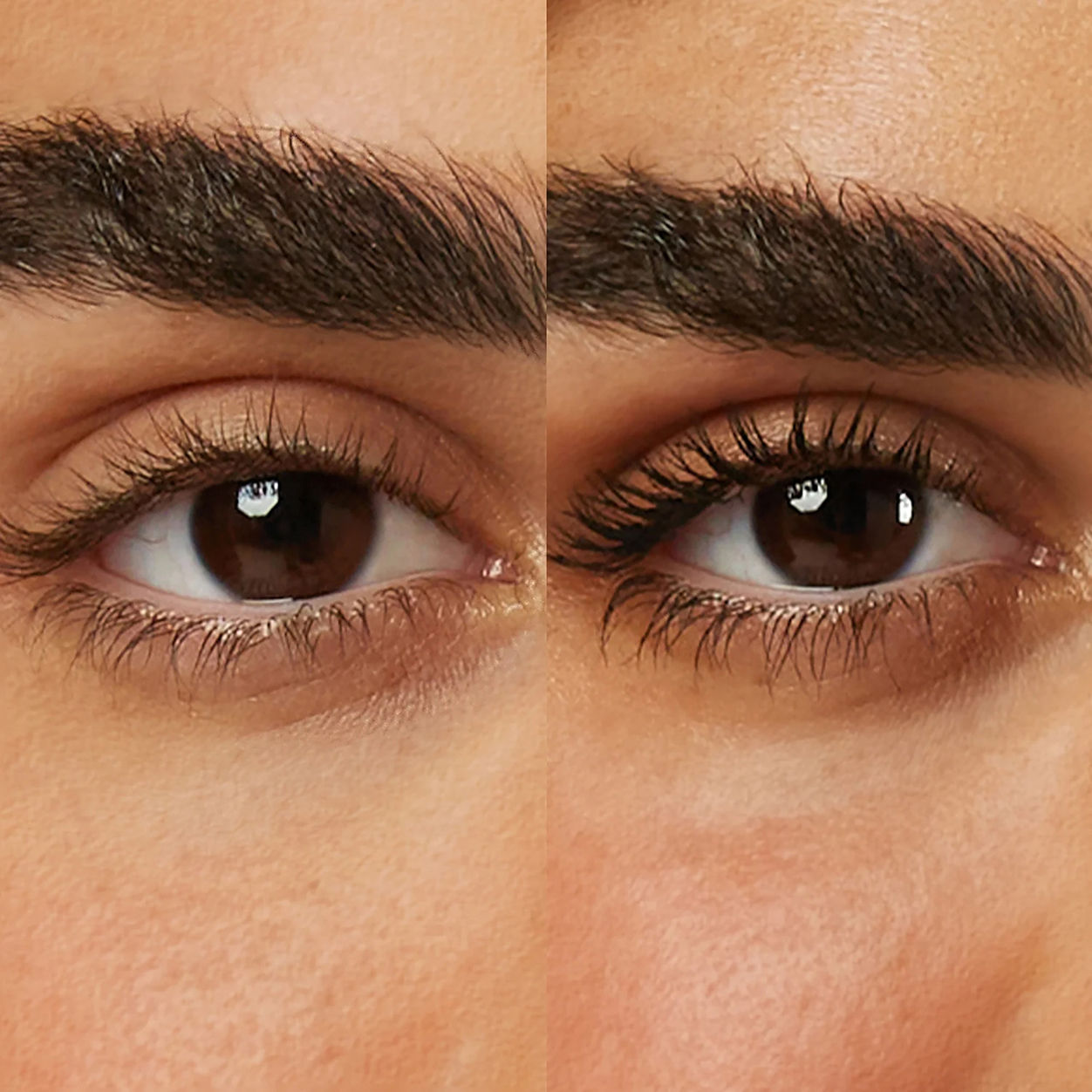 Before and after results of using Ogee Beyond Clean Volumizing Mascara