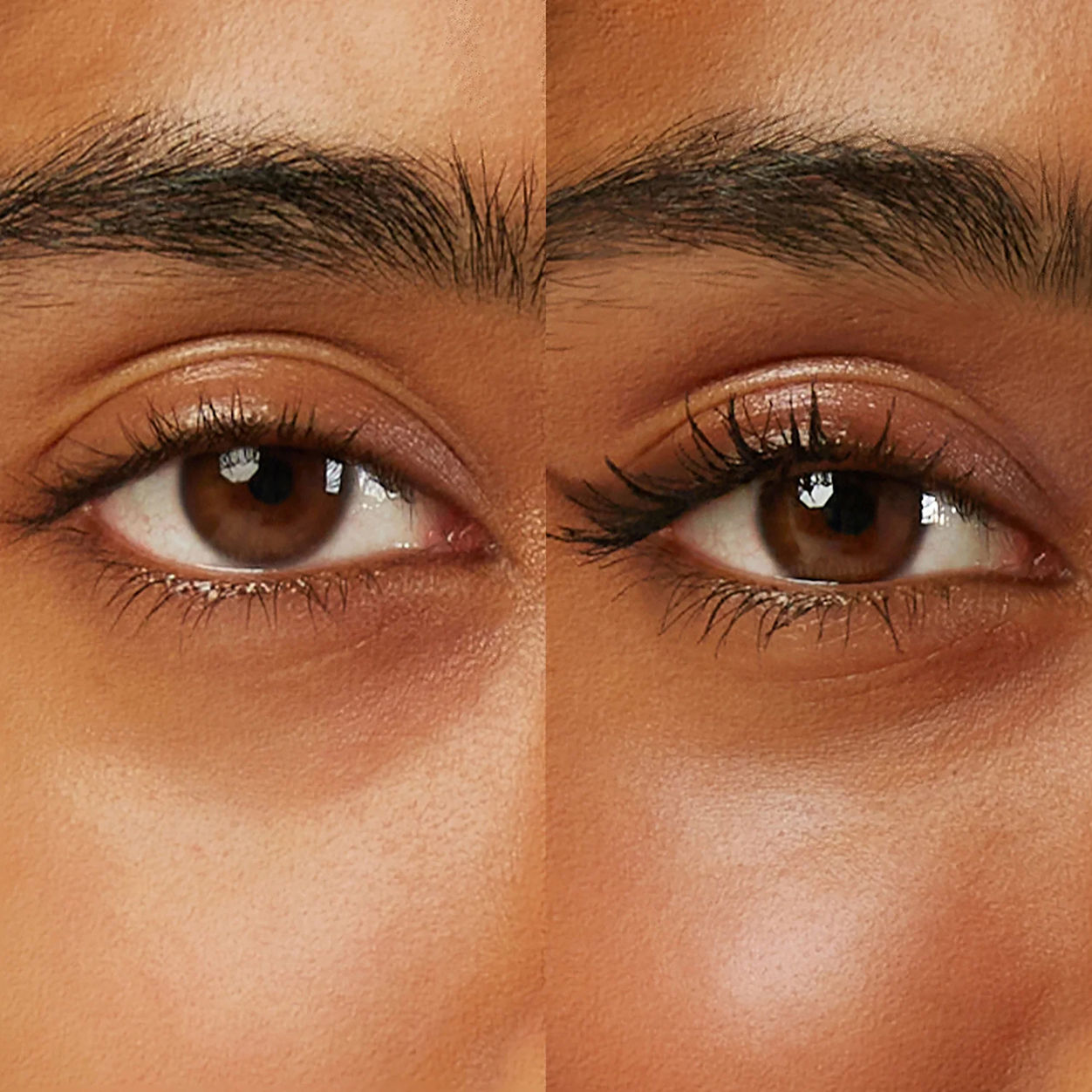 Before and after results of using Ogee Beyond Clean Volumizing Mascara