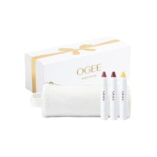 Set OGEE shops Luxury Organics Tinted Sculpted Lip Oil Trio Set with Zipper Pouch