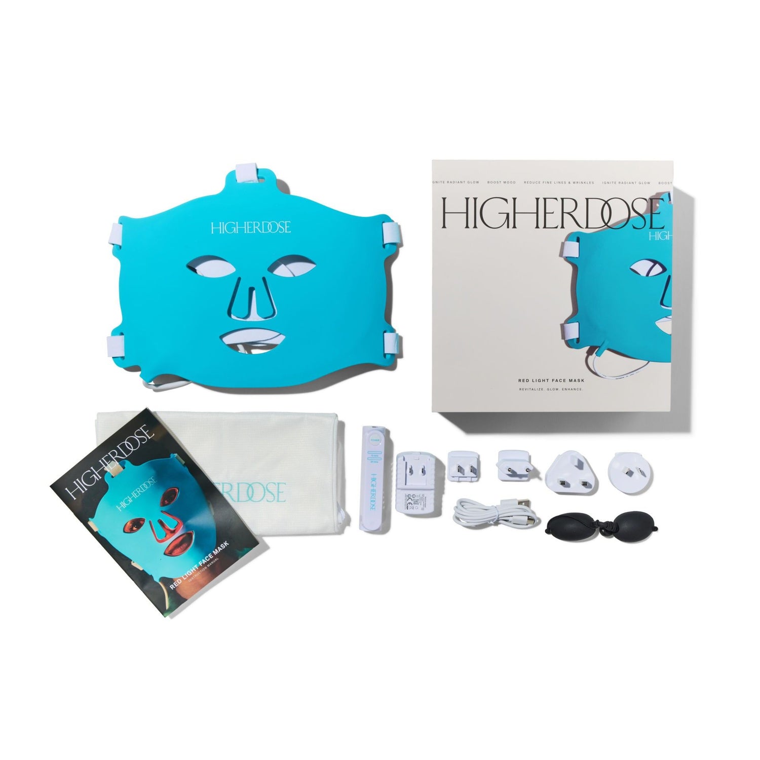 Image of an open HigherDose Red Light Face Mask