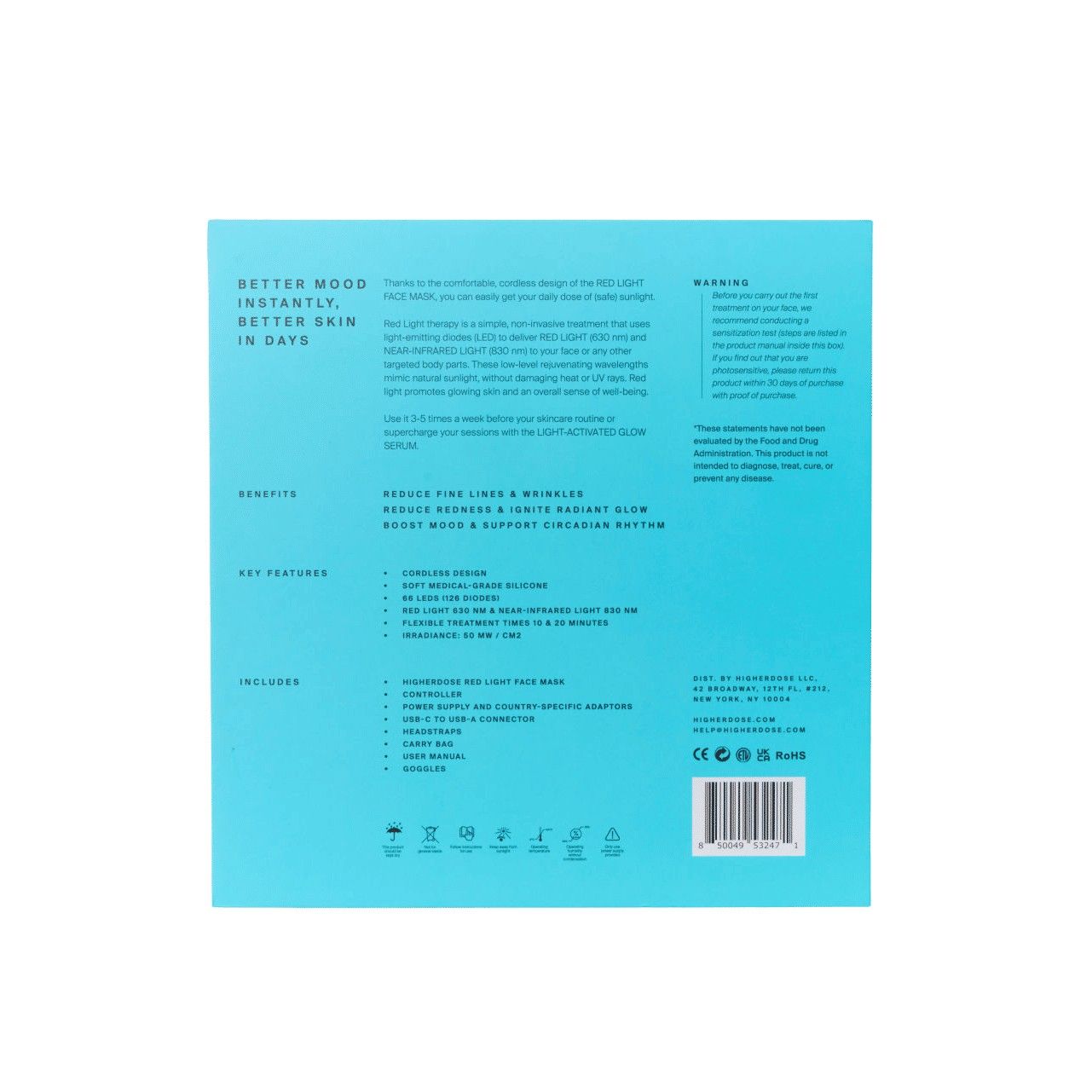 Back image of HigherDose Red Light Face Mask