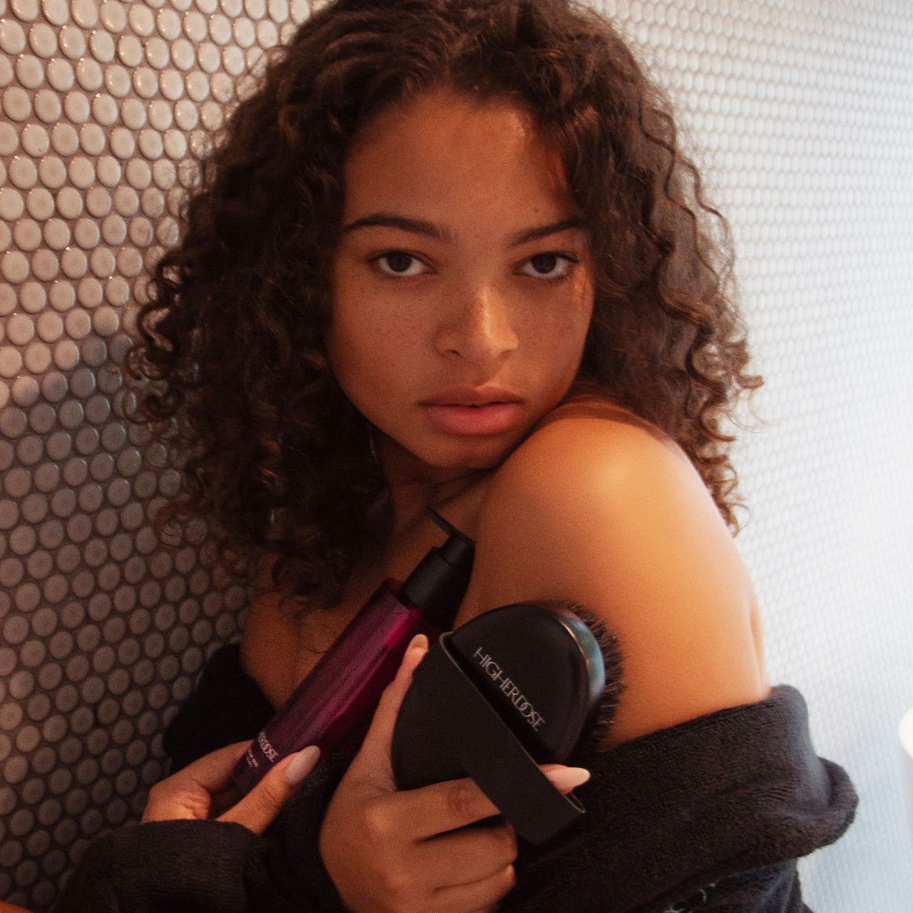 Model image of HigherDose Supercharge Copper Body Brush