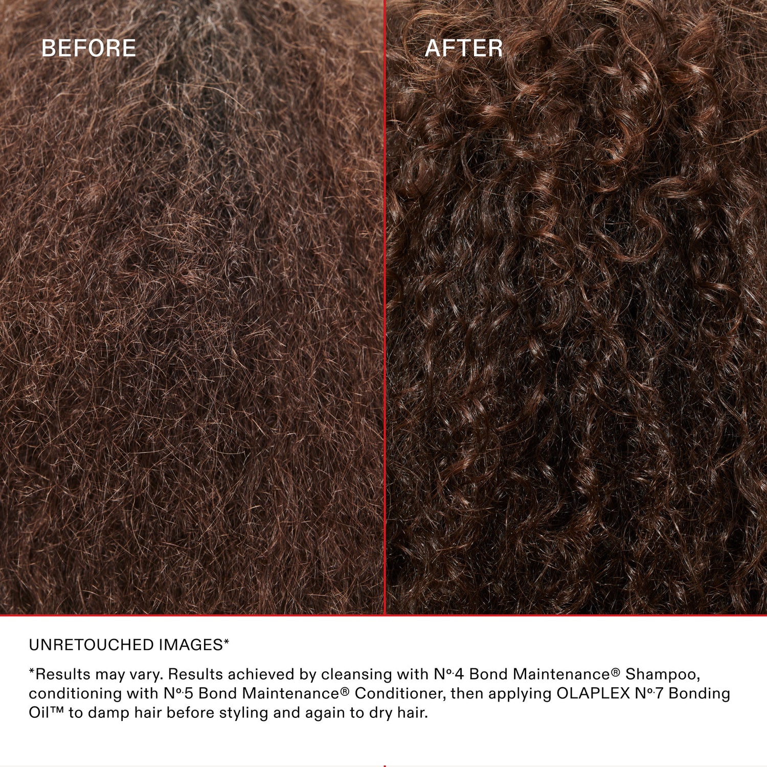 Before and after results of using Olaplex The Full-On Shine Hair Routine Value Set (Limited Edition)