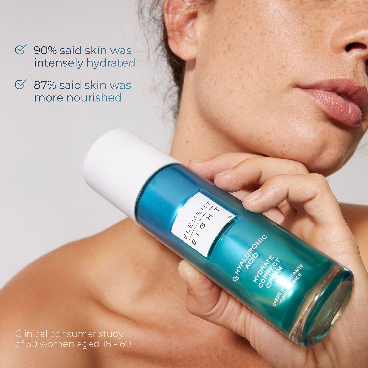 Model image of Element Eight O2 Hyaluronic Acid Hydrate Correct Moisturizer for Dry Skin