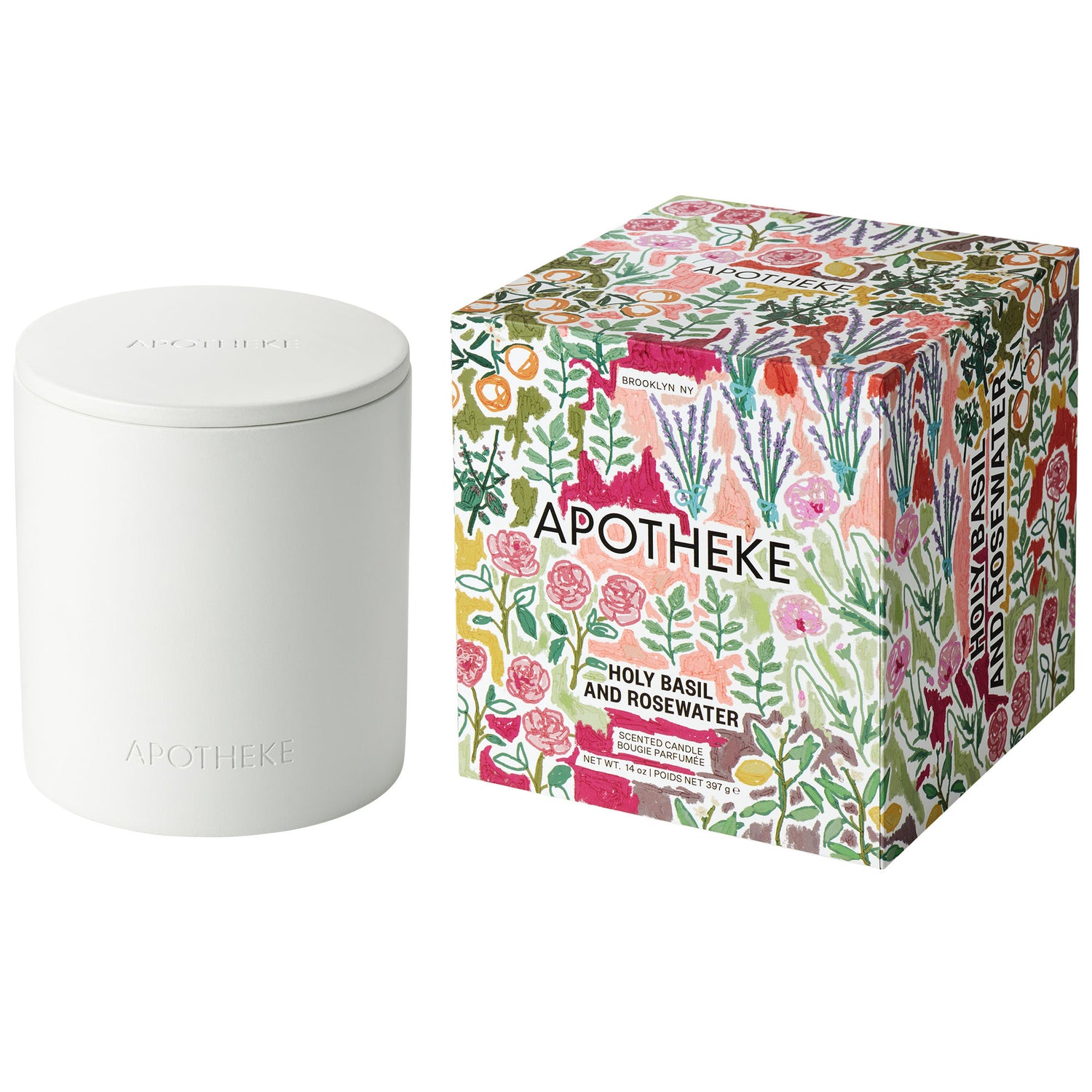Apotheke Holy Basil and Rosewater 2-Wick Concrete Candle main image